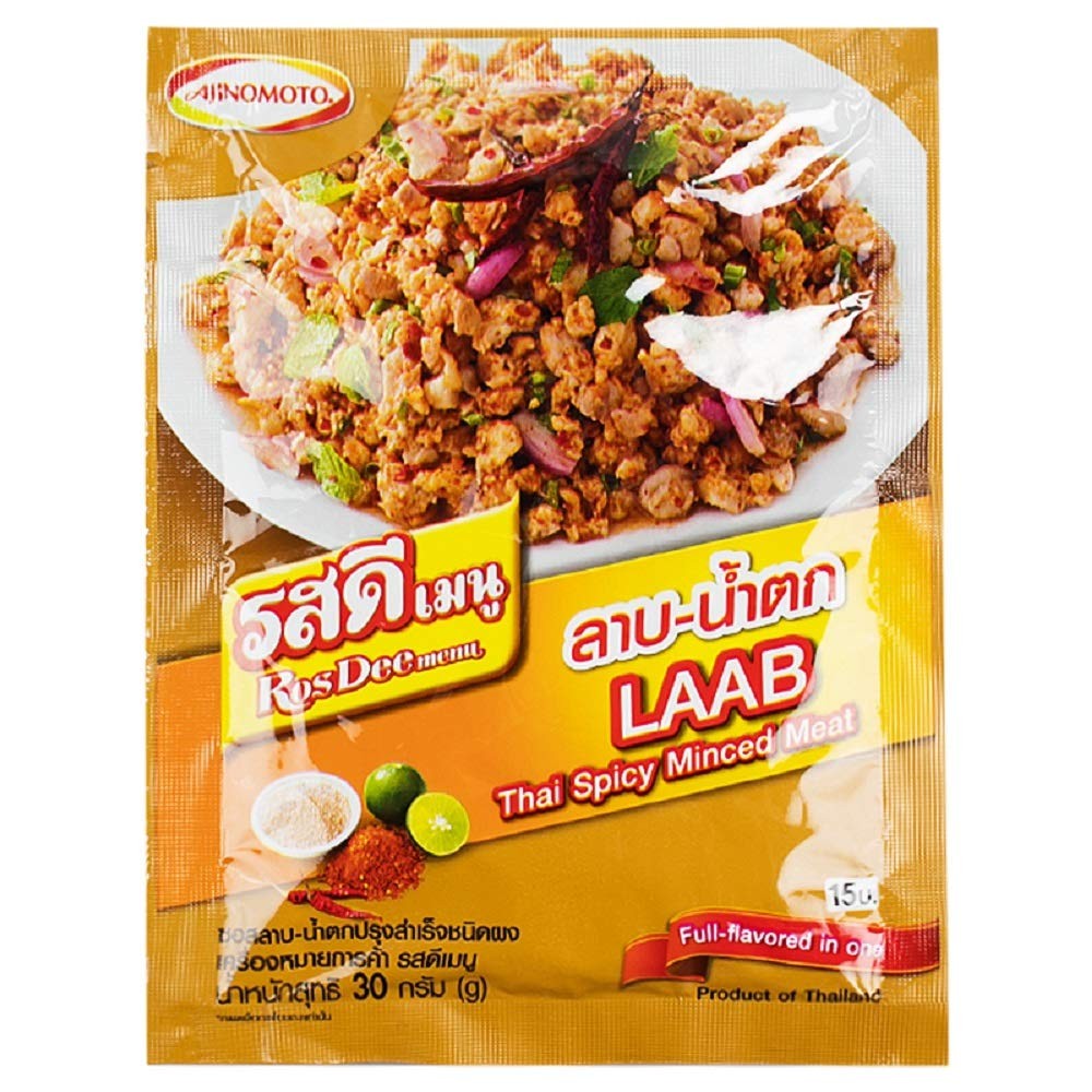 , Thai Spicy Minced Meat, LAAB-NAMTOK Sauce Powder 30g X 3 Packs