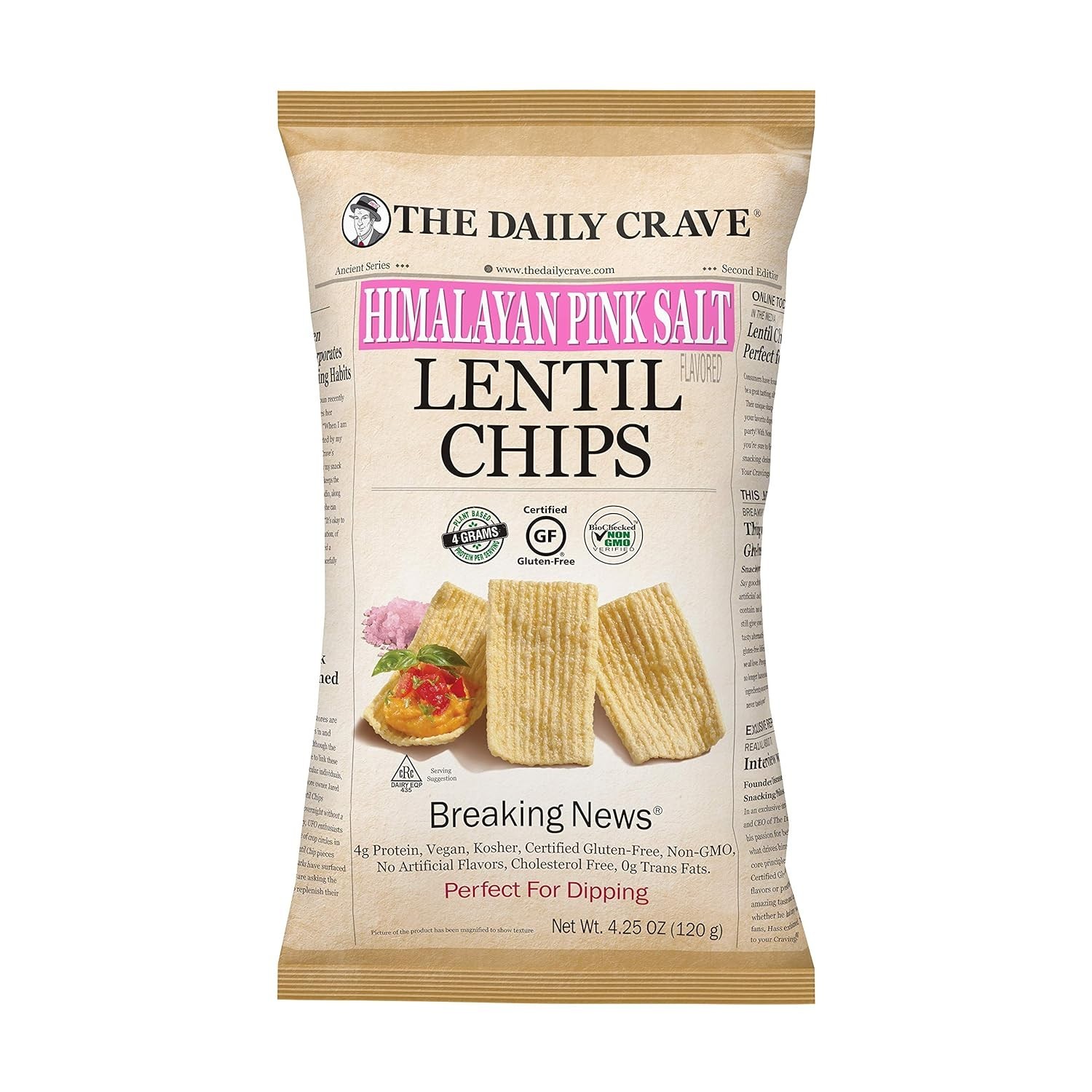 The Daily Crave, Himalayan Pink Salt Lentil Chips, 4.25 Ounce (Pack of 1)