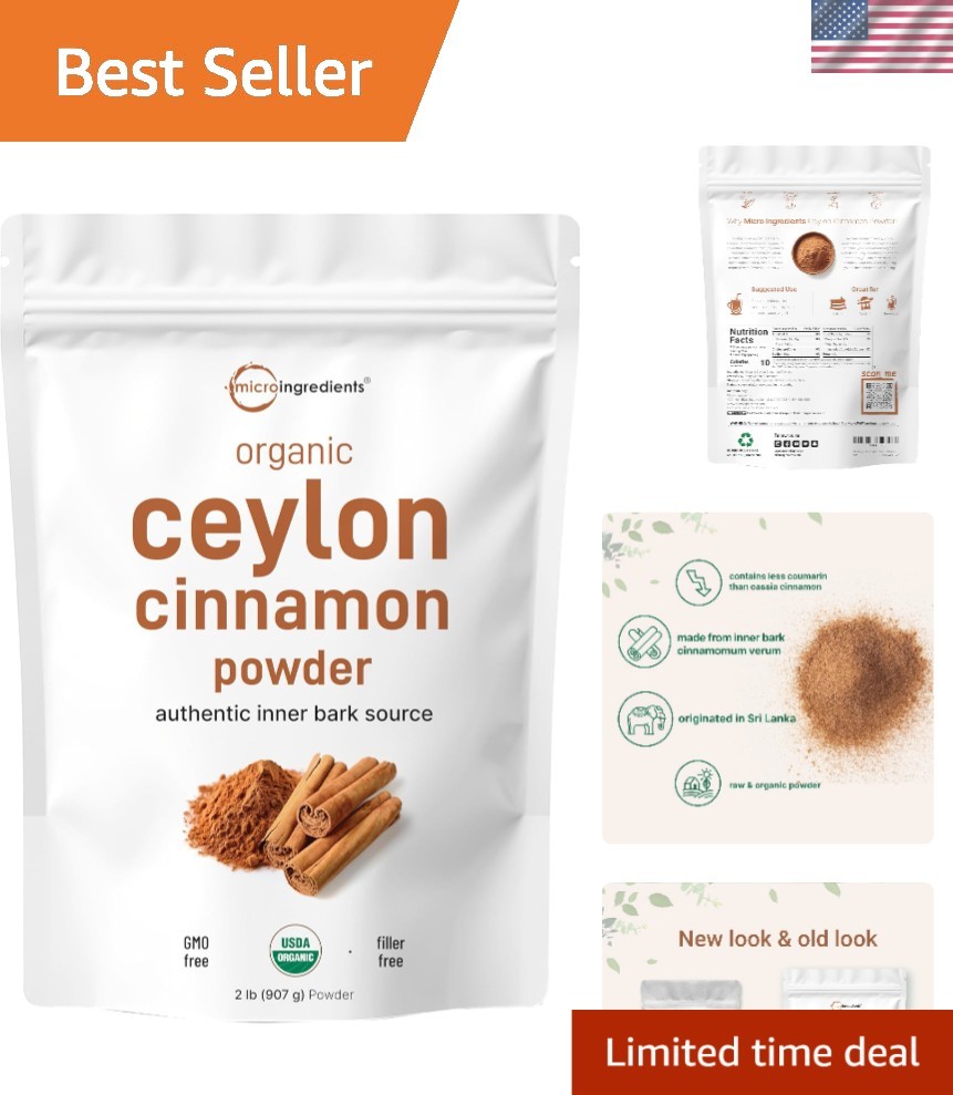 2 lb Organic Ceylon Cinnamon Powder | Natural Antioxidant for Healthier Cooking