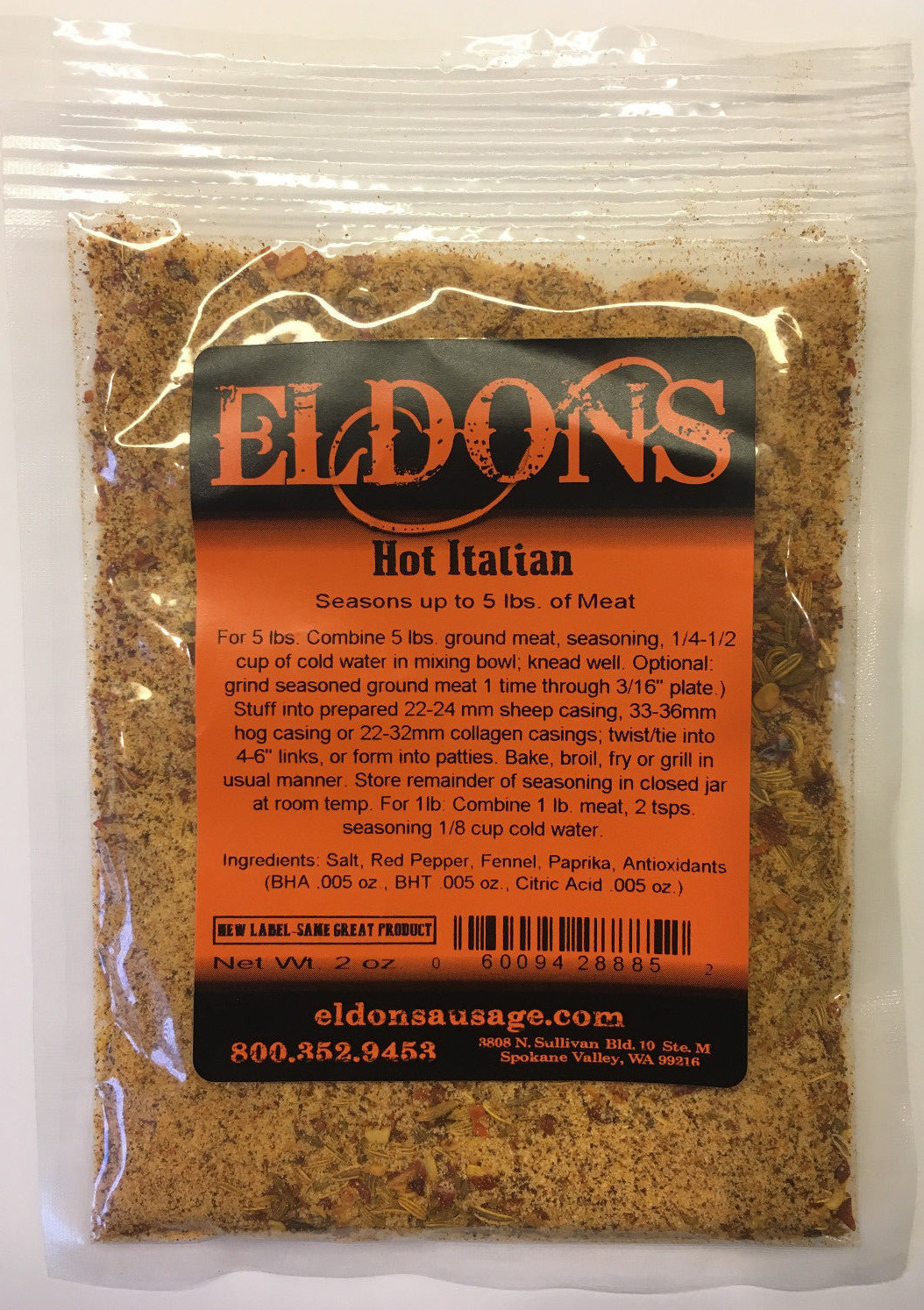 Hot Italian Fresh Sausage Seasoning Spices Seasons 5 lbs. of Meat #8885