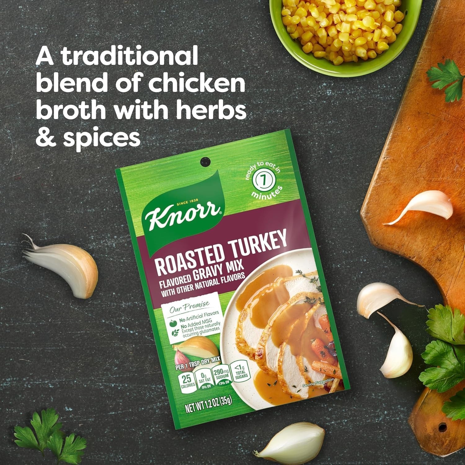 Quick & Easy Roasted Turkey Gravy Mix – Cholesterol Free – 1.2 oz Packet