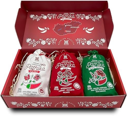 Hungarian Paprika Powder Gift Set (3x100g/3.5oz) Imported from Kalocsa, Hunga…