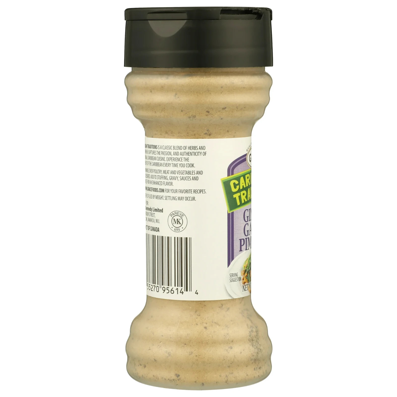 4 Pack Grace Caribbean Traditions Ginger Garlic Pimento Seasoning, 3.49 oz Each