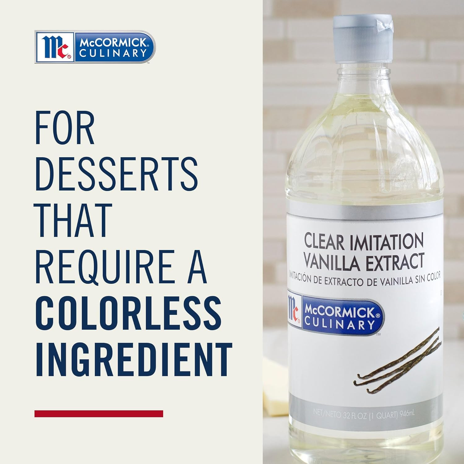 Mccormick Culinary Clear Imitation Vanilla Extract, 32 Fl Oz – One 32