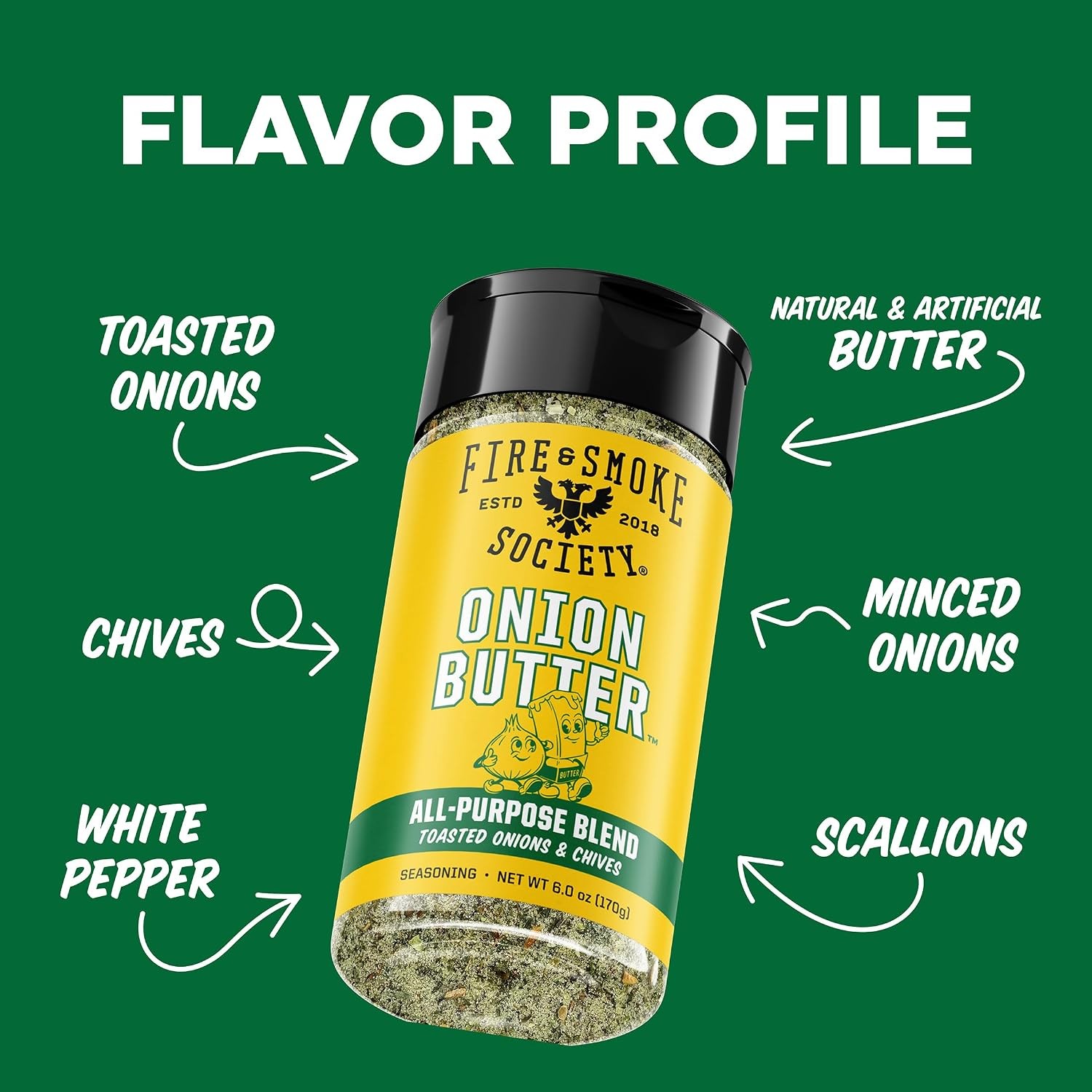 Fire and Smoke Onion Butter All Purpose Seasoning Blend 6 Ounce