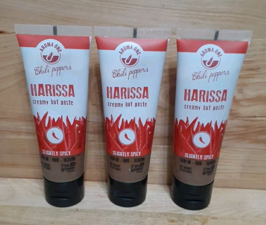 3 TUBES: AROMA ONE HARISSA creamy hot paste season Chili Peppers NO: GLUTEN/GMO