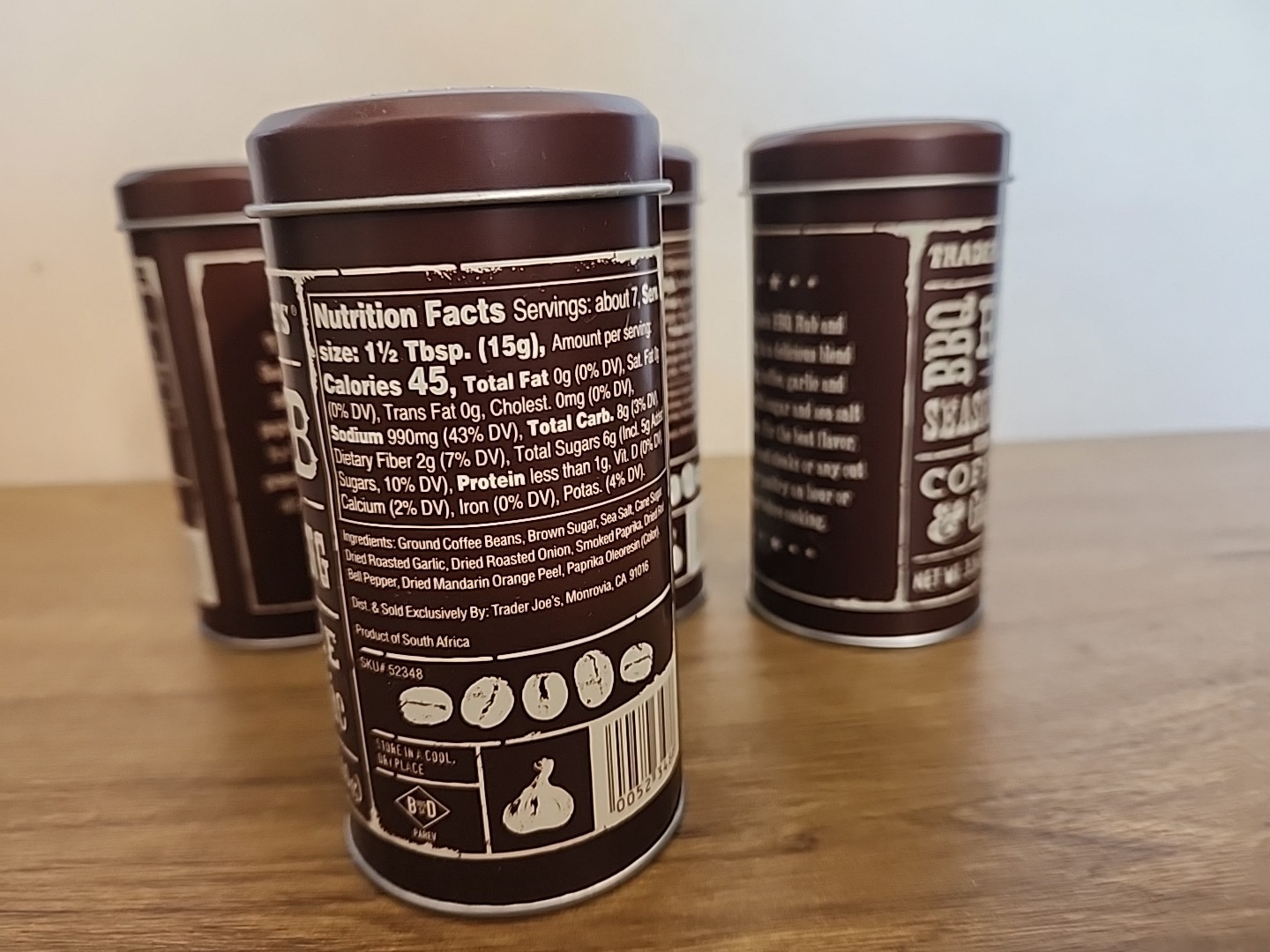 4 Pack Trader Joe’s BBQ Rub & Seasoning with Coffee Garlic 3.5 oz Shaker Tin Can
