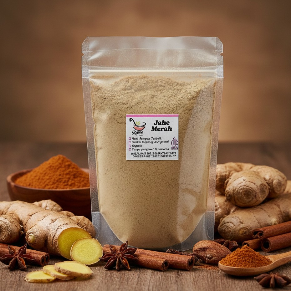 Jahe Merah Bubuk 50g Indonesian Red Ginger Powder, Mindful Cooking Aroma Ritual
