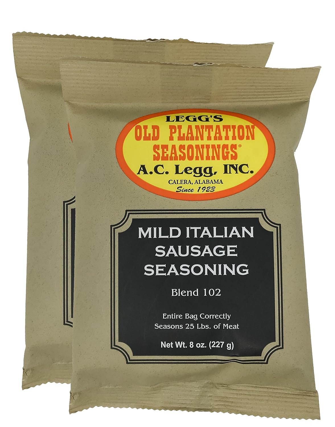 A.C. Legg’s – Mild Italian Sausage Seasoning, 2 Packs – 8 Ounce each