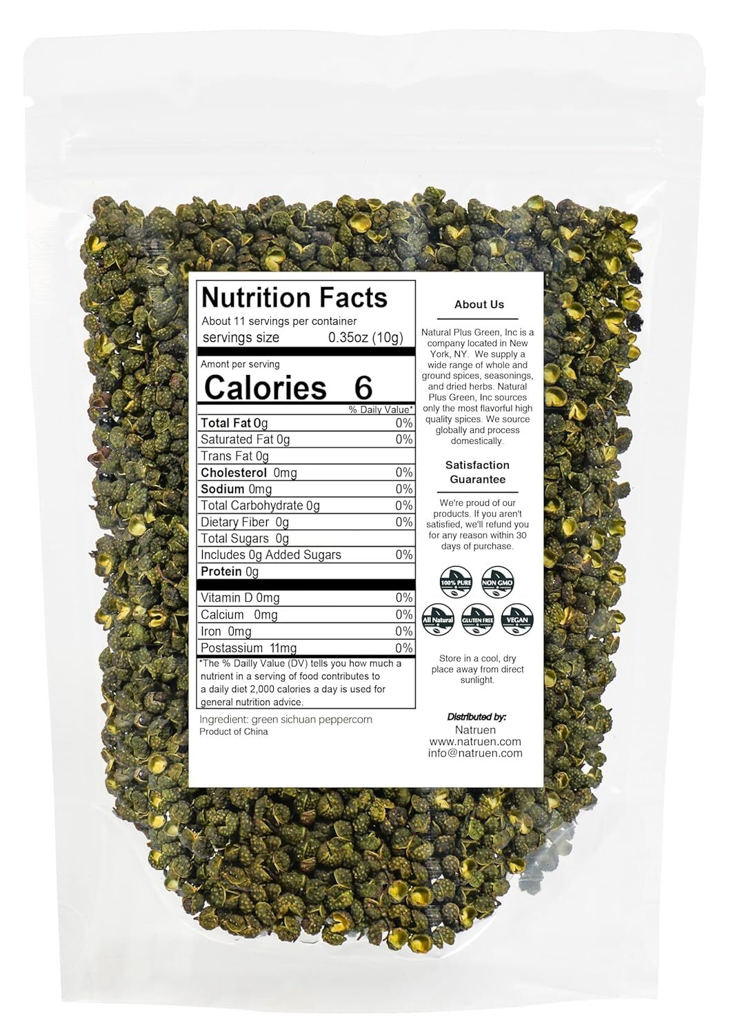 Natruen Szechuan Green Peppercorn Whole 4oz, Green Sichuan Peppercorns