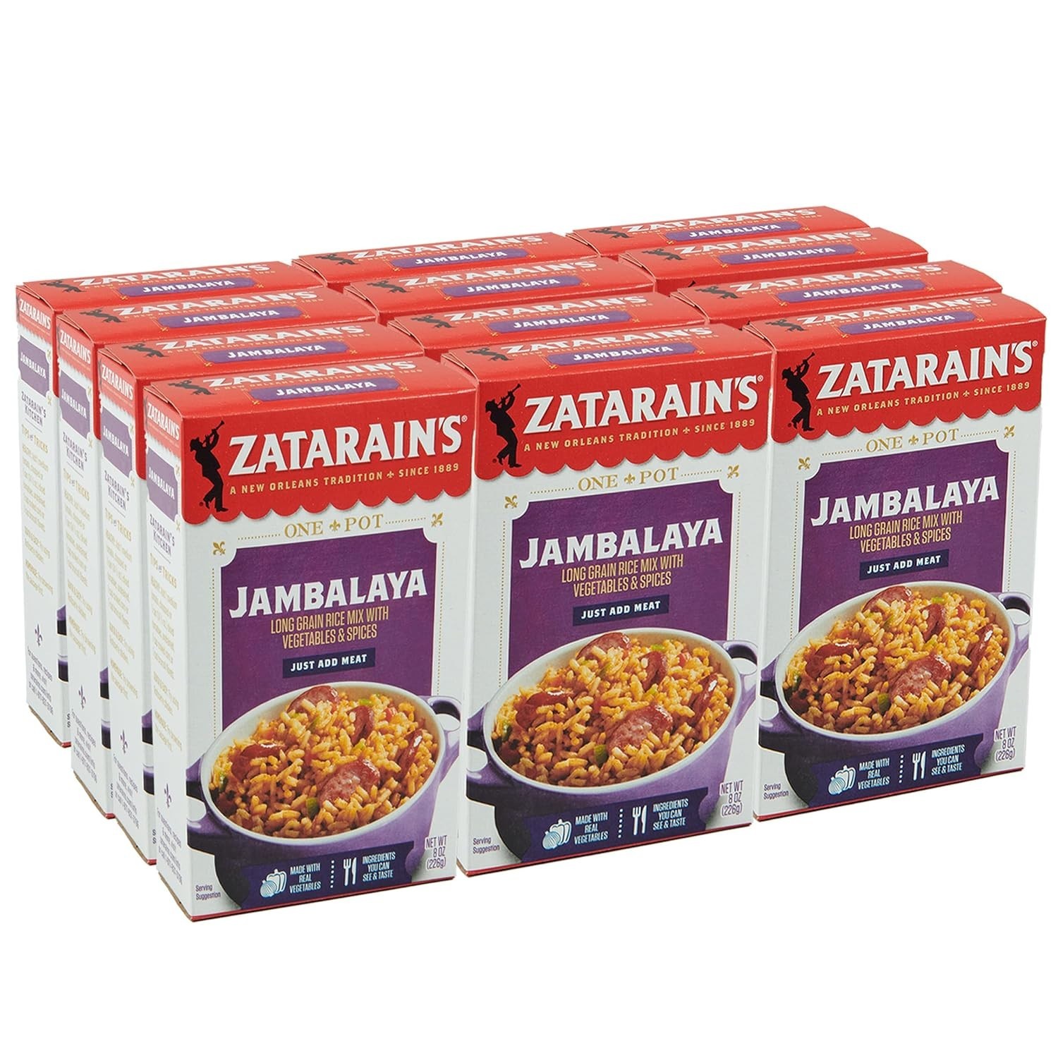 Zatarain’s Creole Jambalaya Rice Mix – 12 Packs of 8 oz for Family Feasts