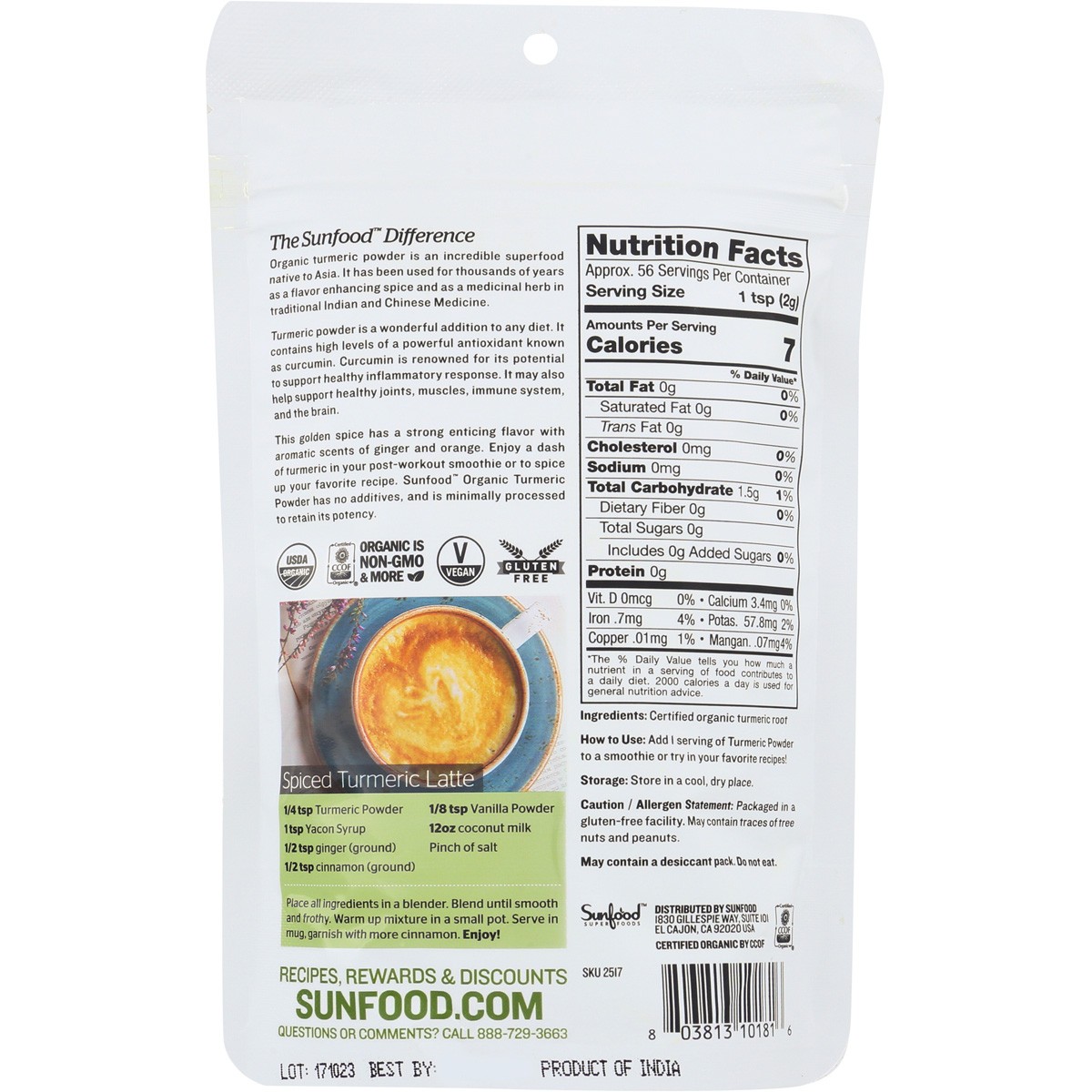 Sunfood Organic Turmeric Powder 4 Oz Superfood 3 Pack