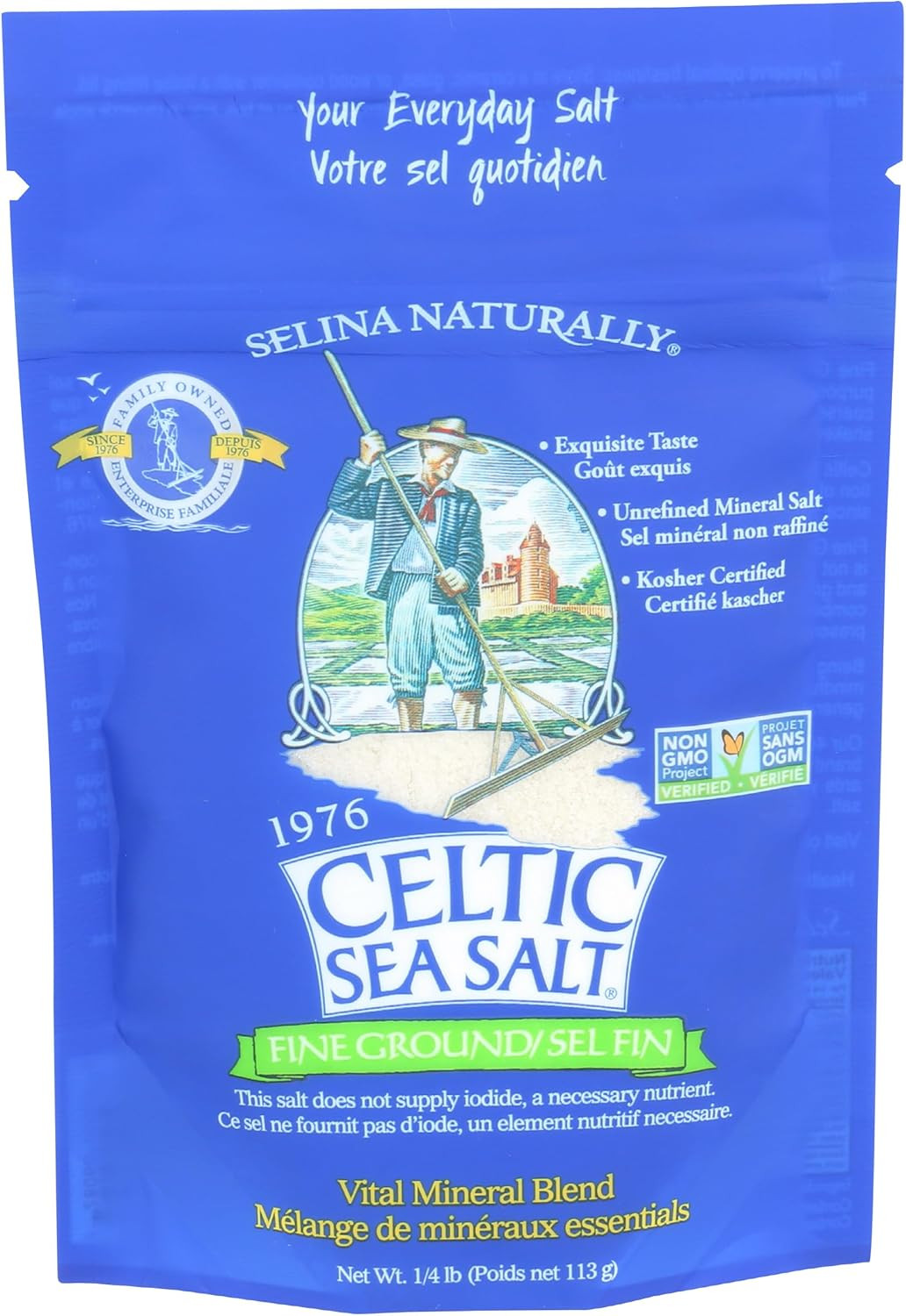 Fine Ground Celtic Sea Salt ¼ Lb Resealable Bag