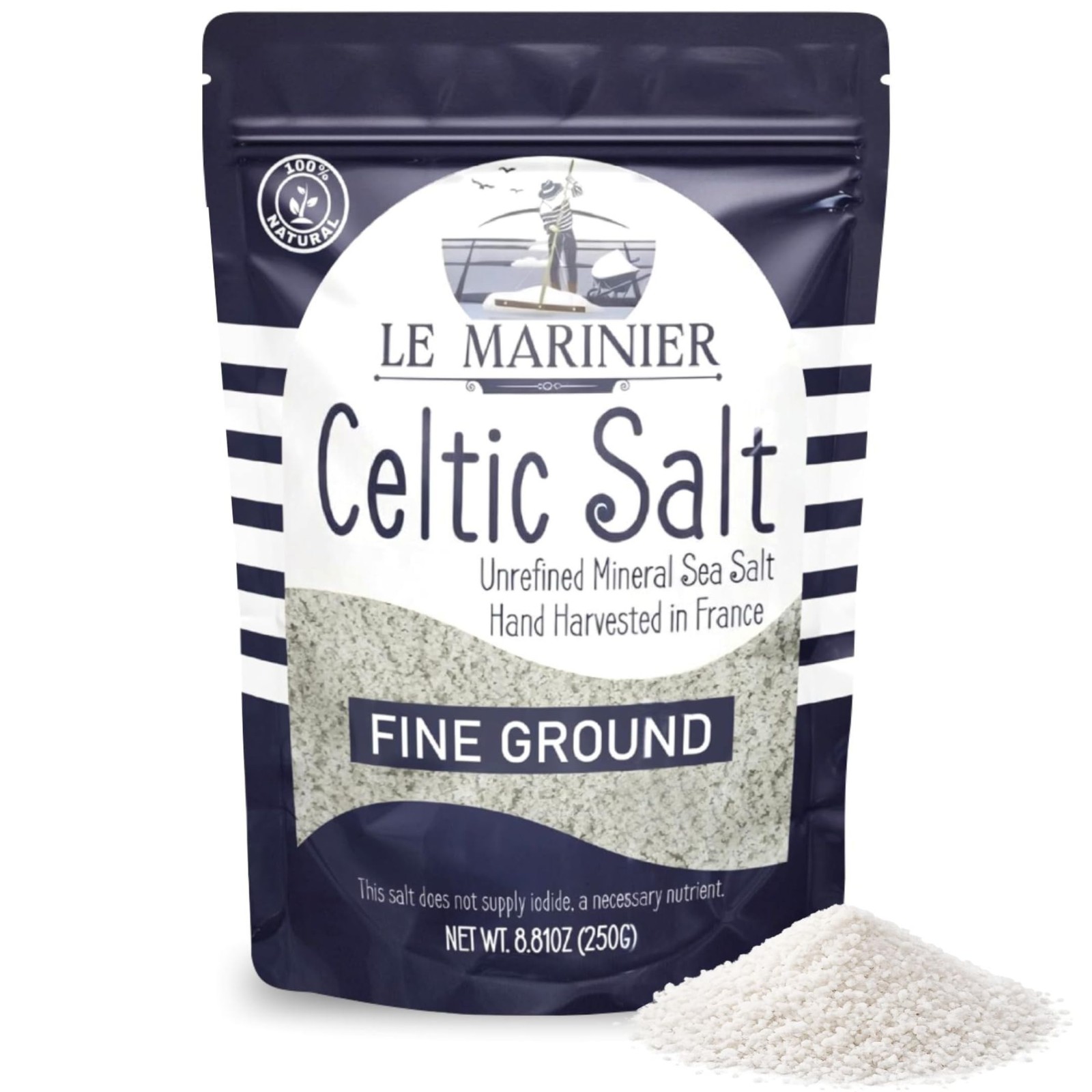 French Sea Salt Fine Ground, 8.81oz – 0.6lb. Mineral Rich 100% Natural and Un…