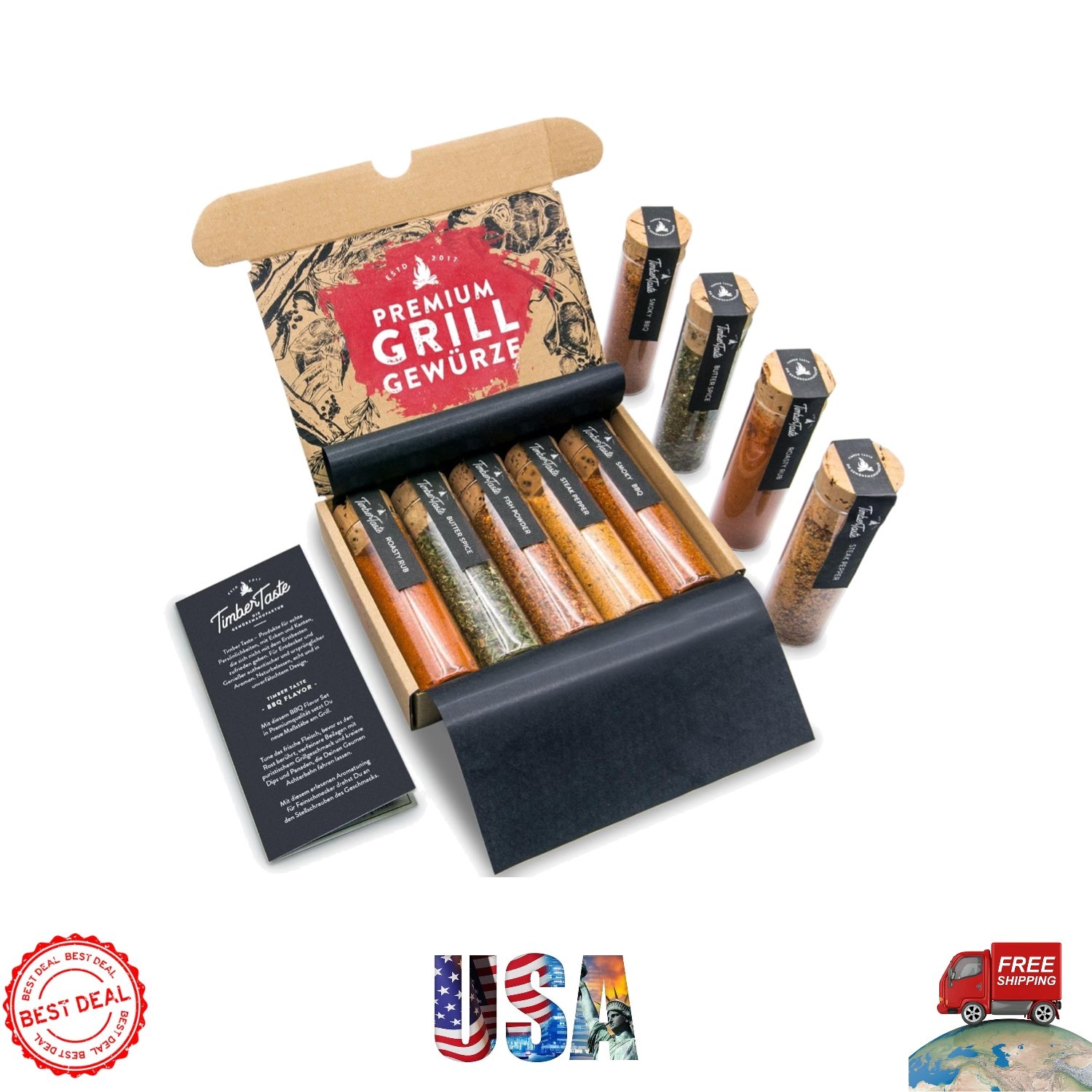 Five Artisan BBQ Seasonings in Gift Box – Perfect for Dad’s Special Days
