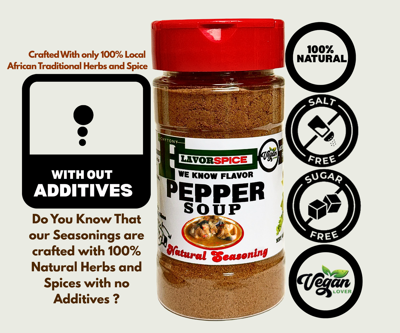 Pepper Soup Seasoning Made with 100% Natural Herbs and Spices with No Artificial