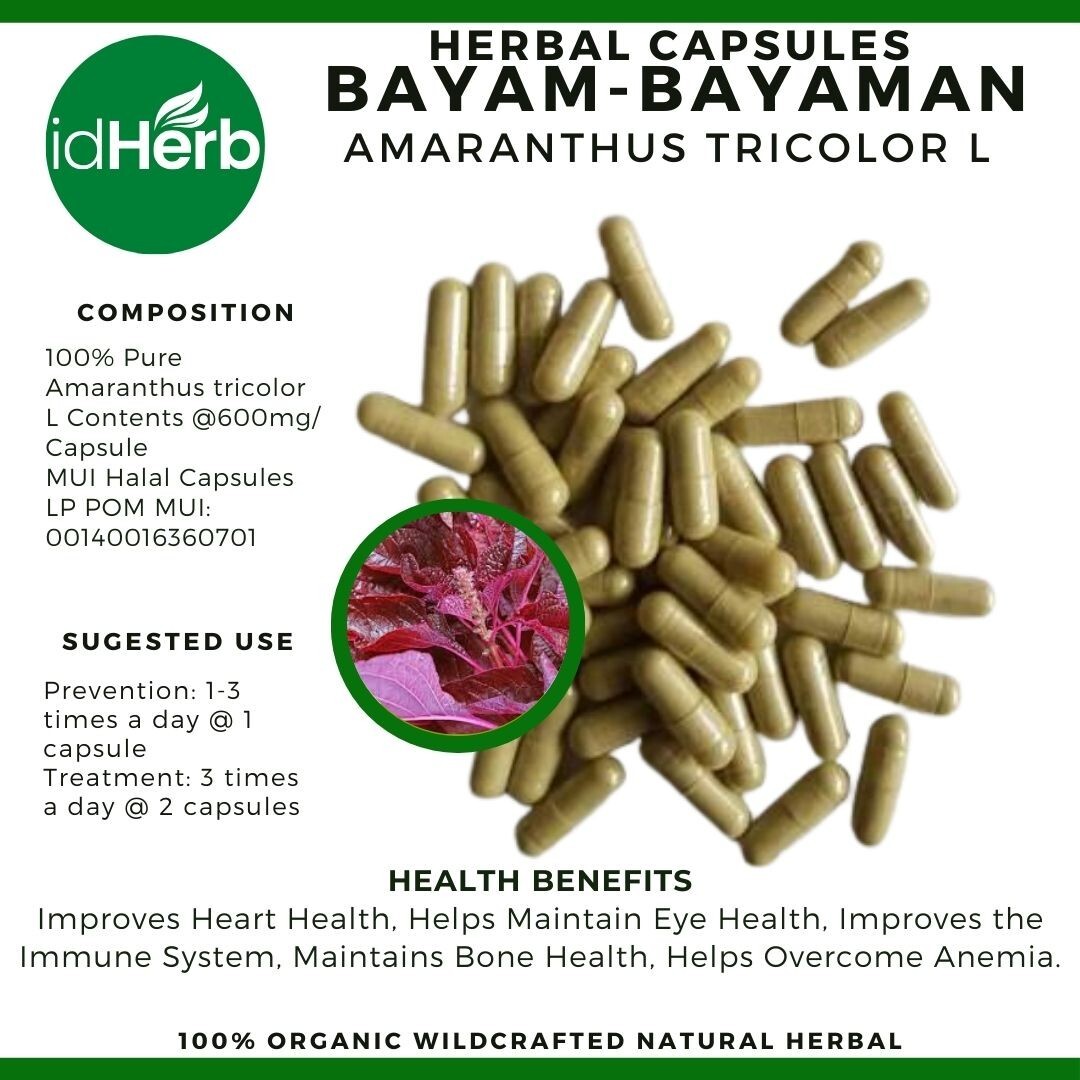Capsules Amaranthhus Tricolor Bayam-Bayaman Natural herbal Organic 100% Herbs