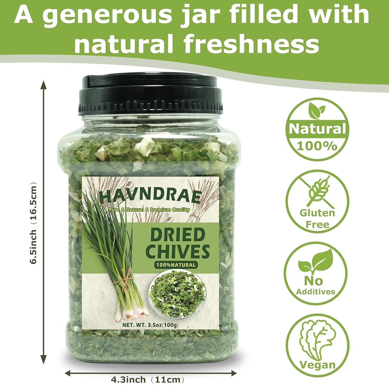 3.53 oz Premium Freeze-Dried Chives Flakes Natural Thin Delicate Chive Seasoning