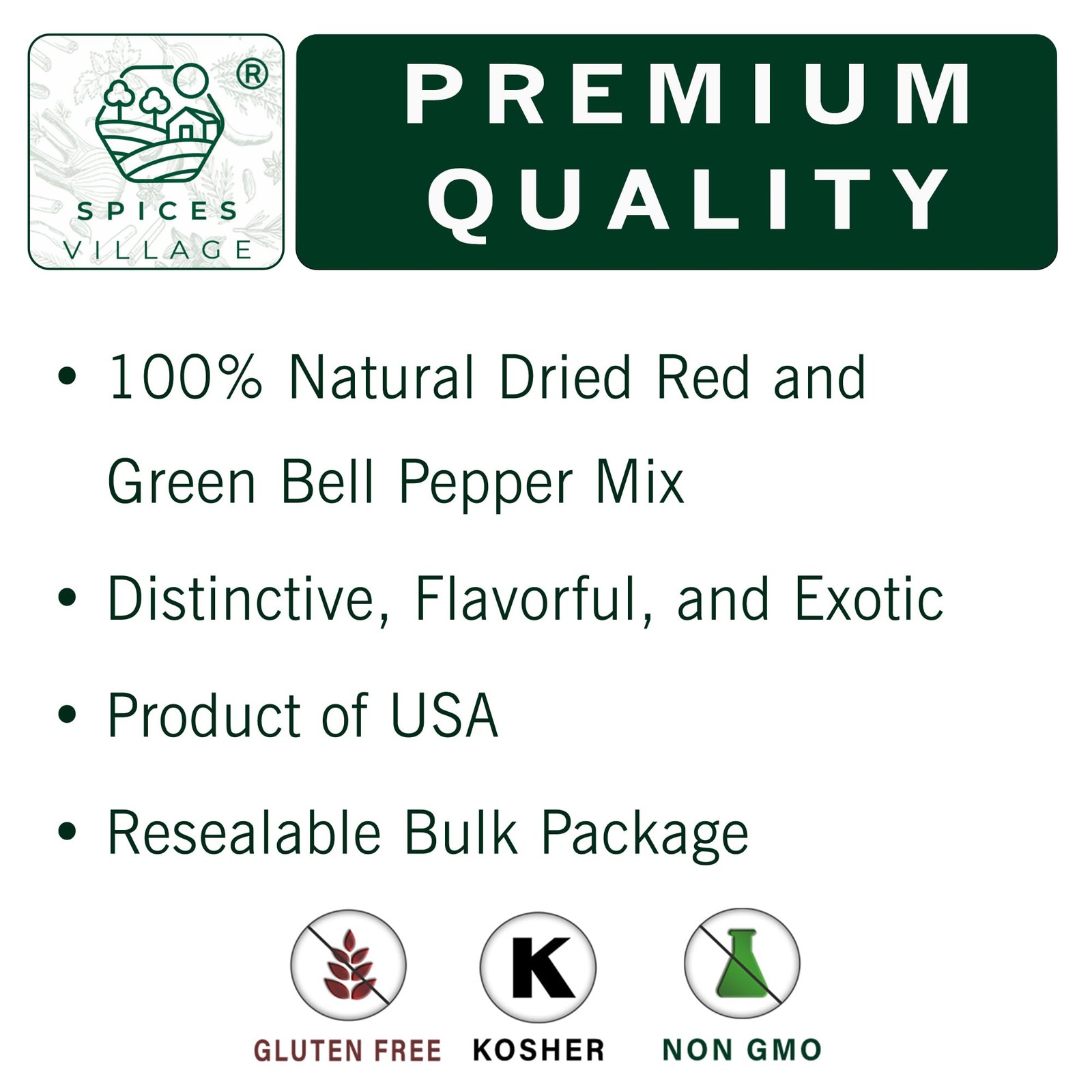 SPICES VILLAGE Dehydrated Bell Peppers Mix, Dried Pepper Flakes, 16 oz
