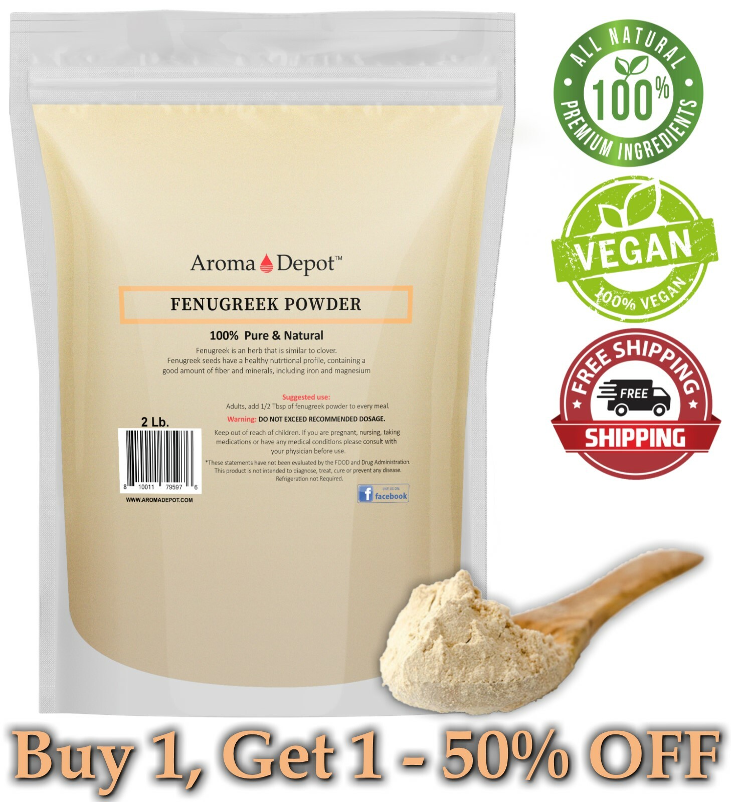 2lb Fenugreek Seed Powder Trigonella foenum-graecum (Methi) Polvo fenogreco Bulk