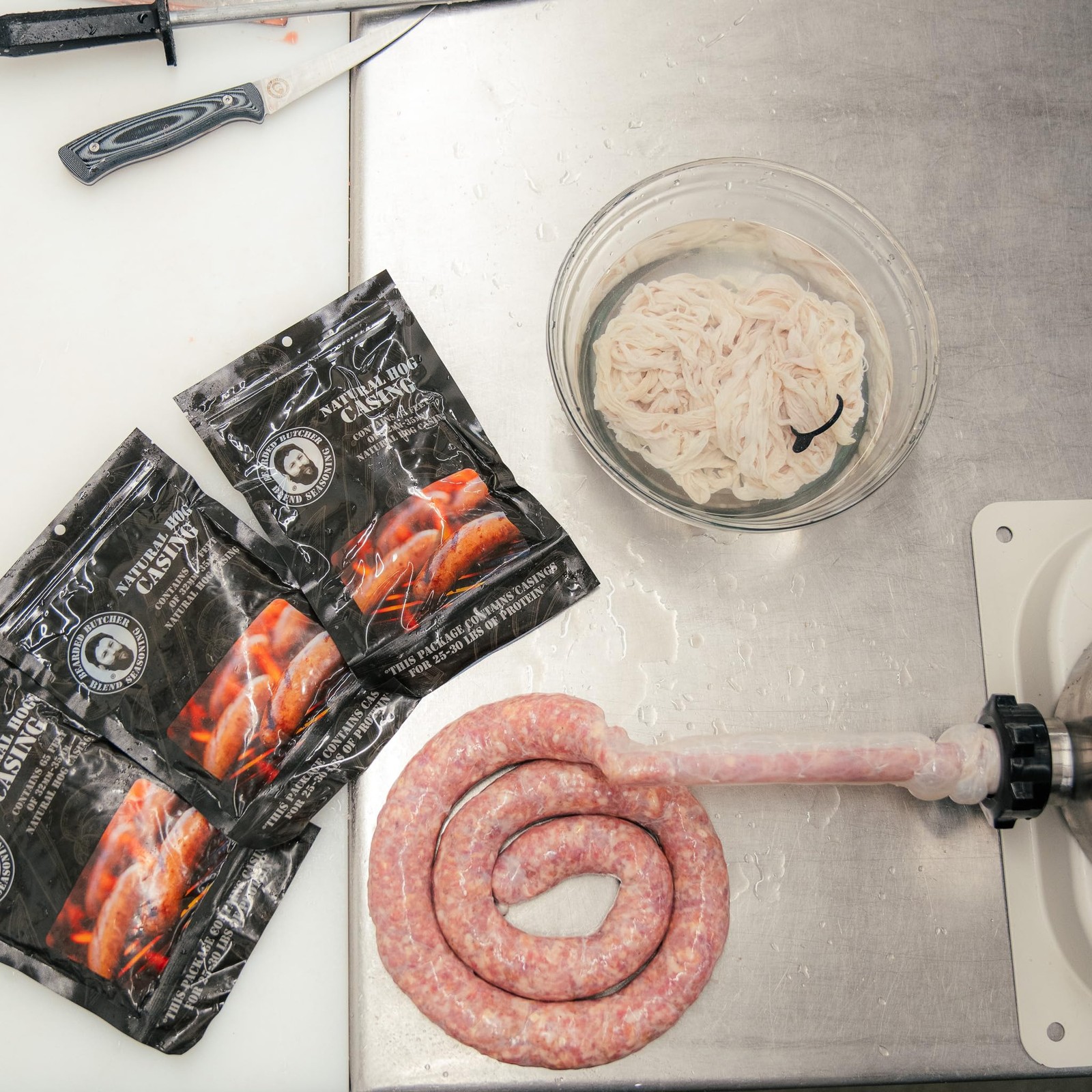 Bearded Butchers Hog Casings 32-35mm – Edible Sausage Casing for 25 lbs