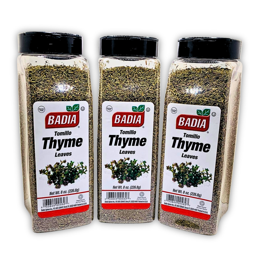 (Pack of 3) Badia Thyme Leaves 8 oz Gluten Free. Dried Herb Seasoning. Tomillo