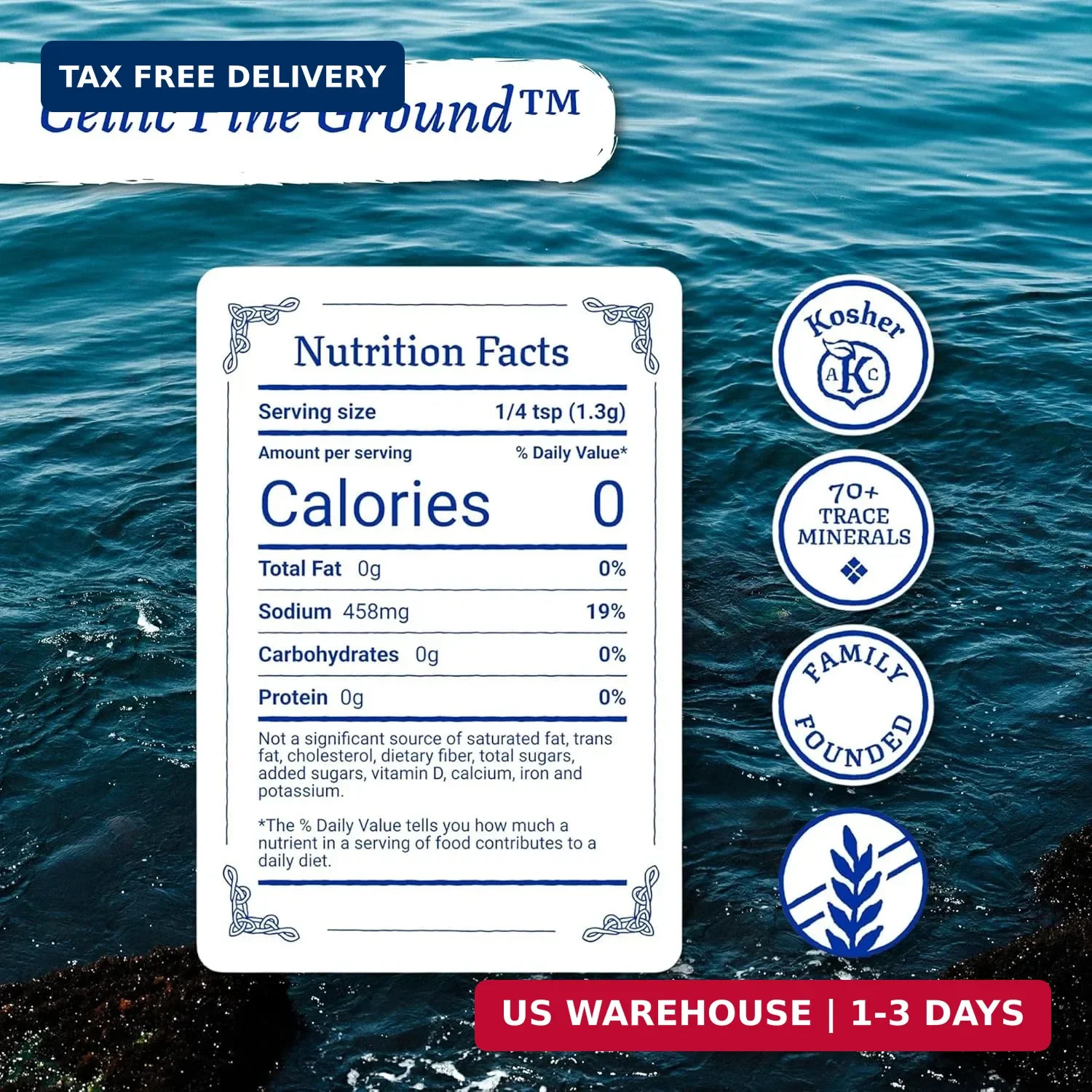 Celtic Sea Salt Fine Ground – Natural Mineral Salt, Sustainably Harvested, GMP C