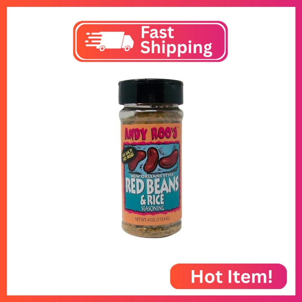 Andy Roo’s Salt-Free Red Bean Creole Seasoning, 4 Ounce Shaker (No MSG Blend)