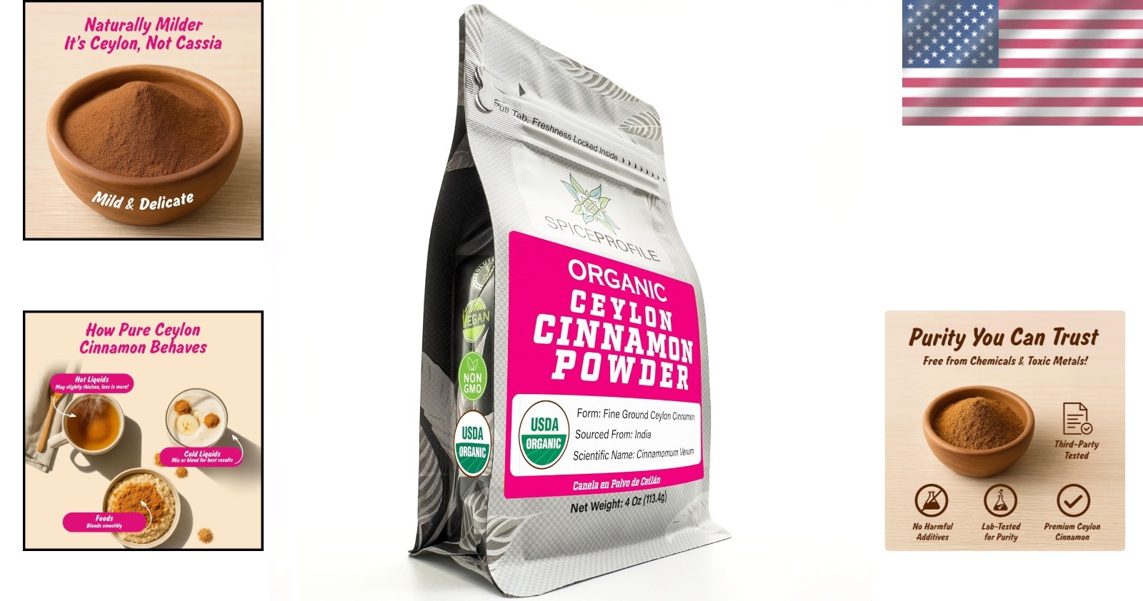 Versatile Ceylon Cinnamon Powder – Organic, Lab Tested, for Baking & Cooking