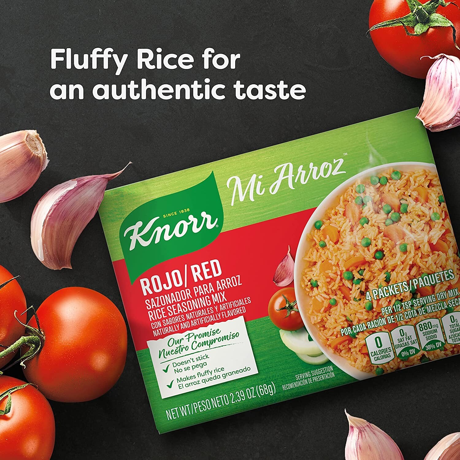 Knorr Mi Arroz Rice Seasoning Mix Rojo/Red 2.39 oz 4 Count, Pack of 6