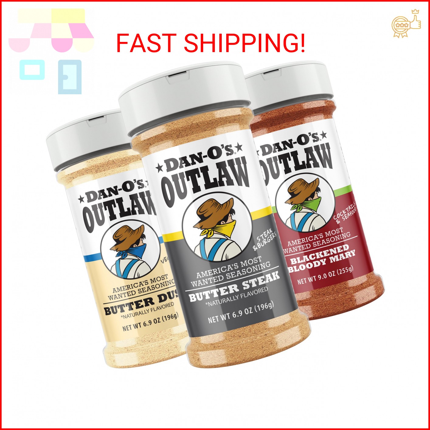 Dan-O’s Outlaw Seasoning Variety Pack – 3 Bottle Set – Butter Dust, Butter Steak