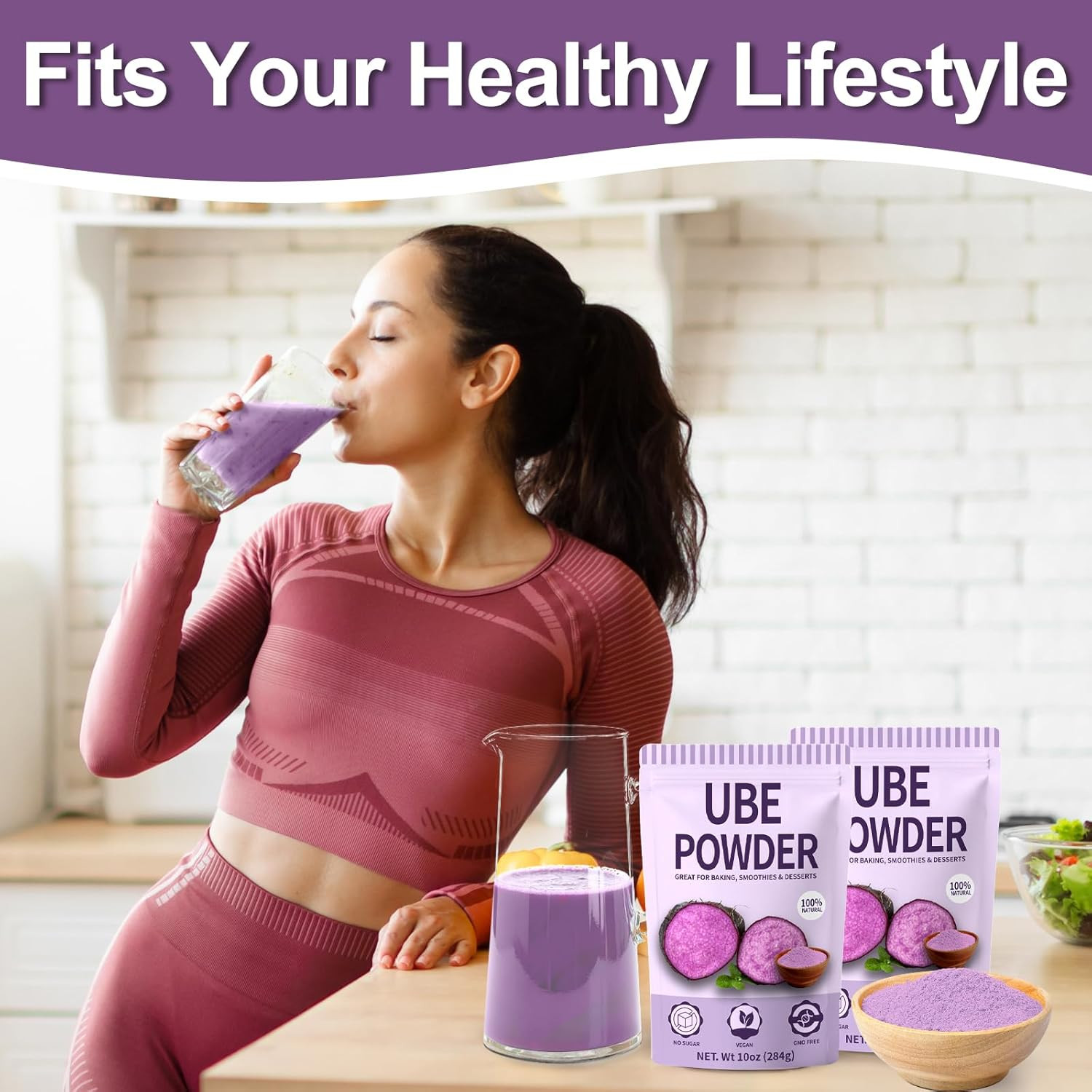 10Oz Pure Natural Purple Ube Powder, Yam Powder for Baking, Purple Sweet Potato