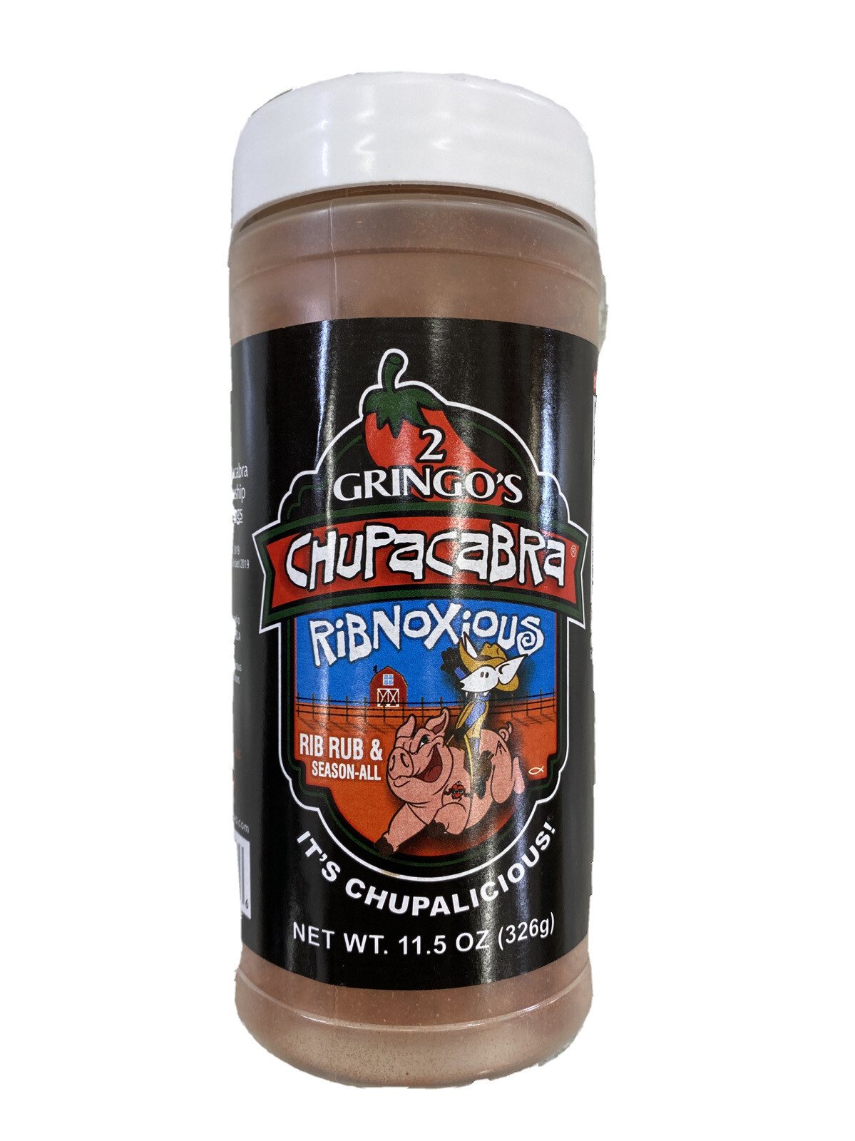 2 Gringos Chupacabra Ribnoxious Rub 11.5 Oz Sweet Savory Touch of Heat 