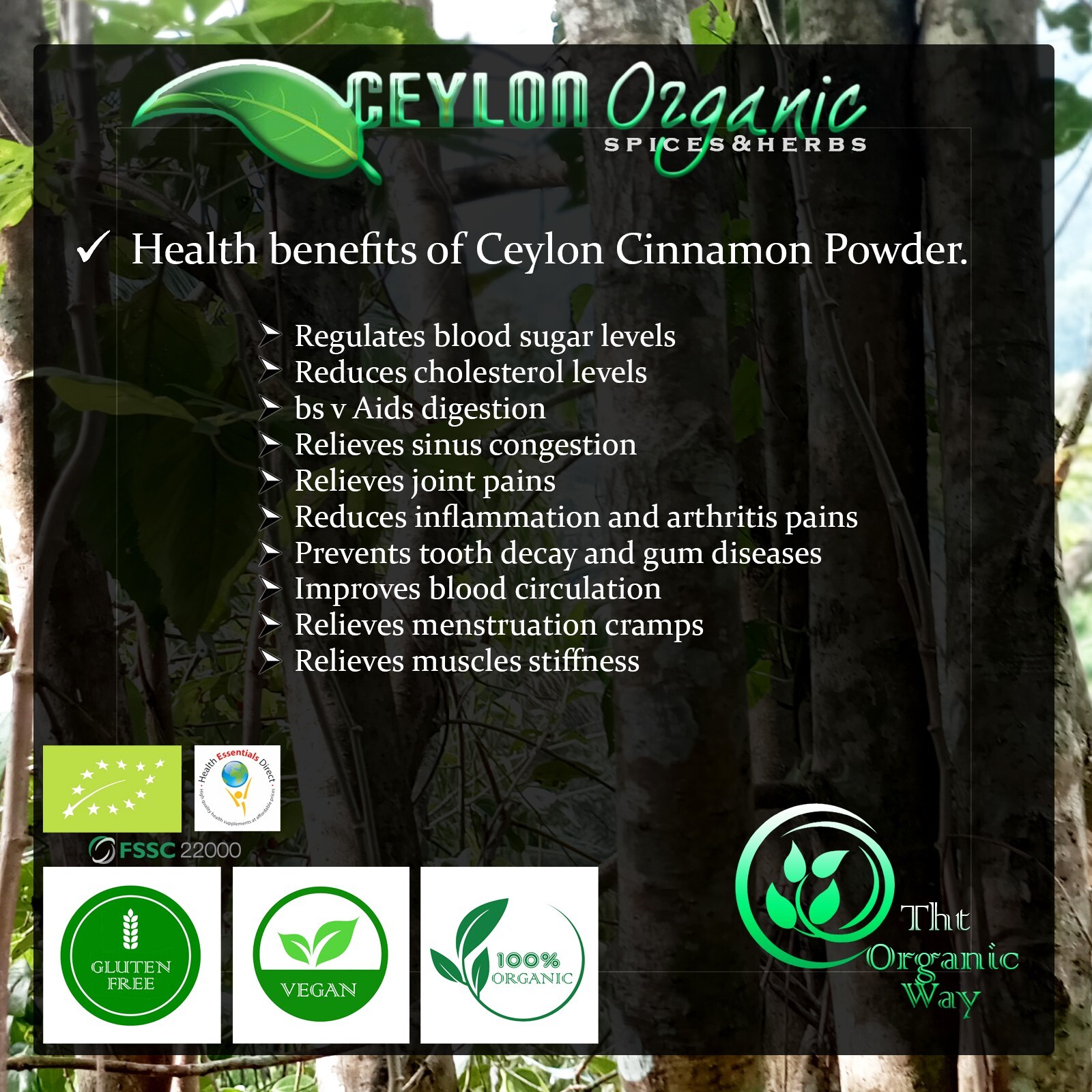 PURE Organic ALBA CINNAMON POWDER Natural Premium 100% CEYLON 50g-100g (2oz-4oz)