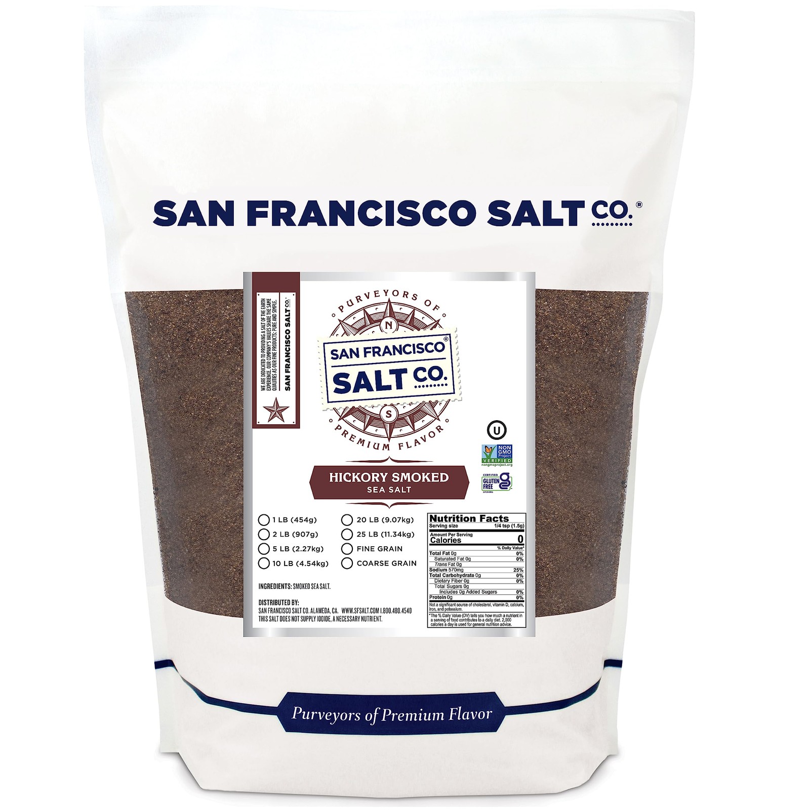 Hickory Smoked Sea Salt 2 lb Fine Grain – Premium Flavor Enhancer