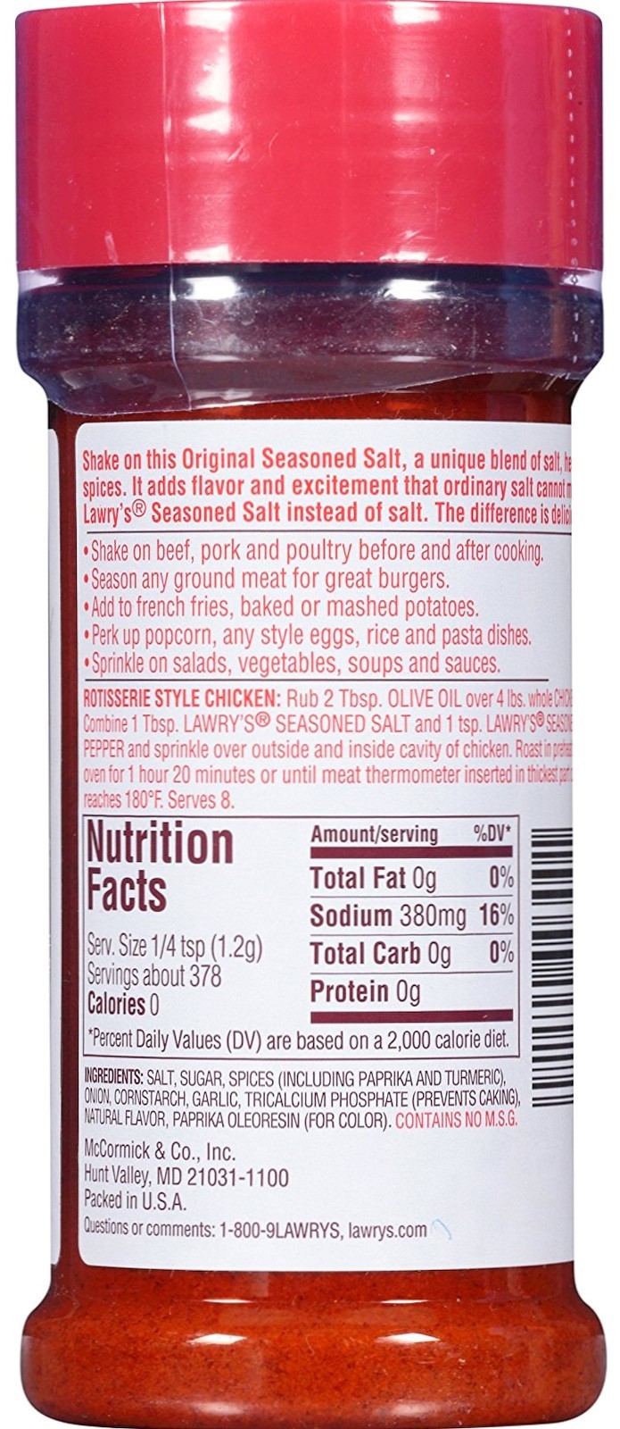 The Original LAWRY’S SEASONED SALT seasoning blend mix 8 oz Pal’s frenchie fries
