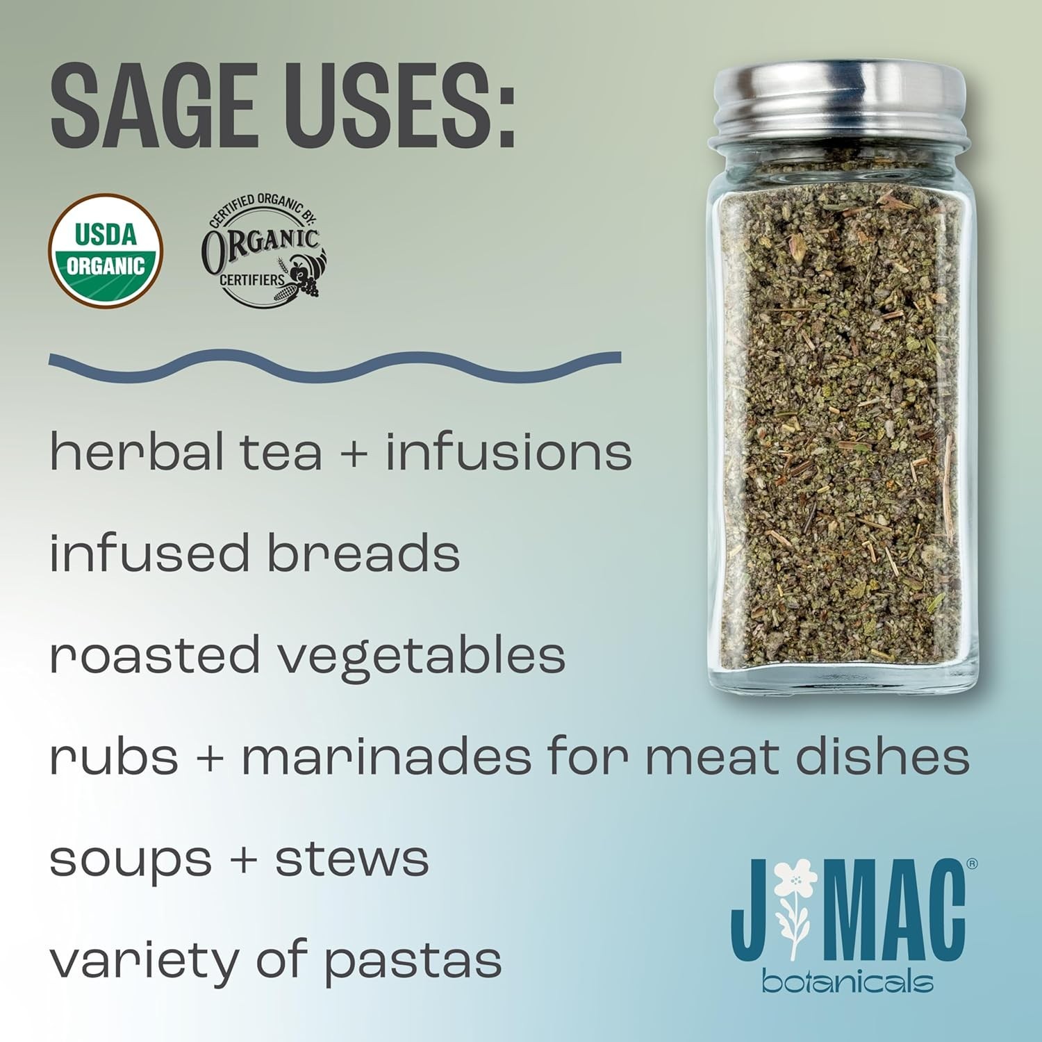 Dried Rubbed Sage 2 oz – USDA Organic Culinary Sage from Albania