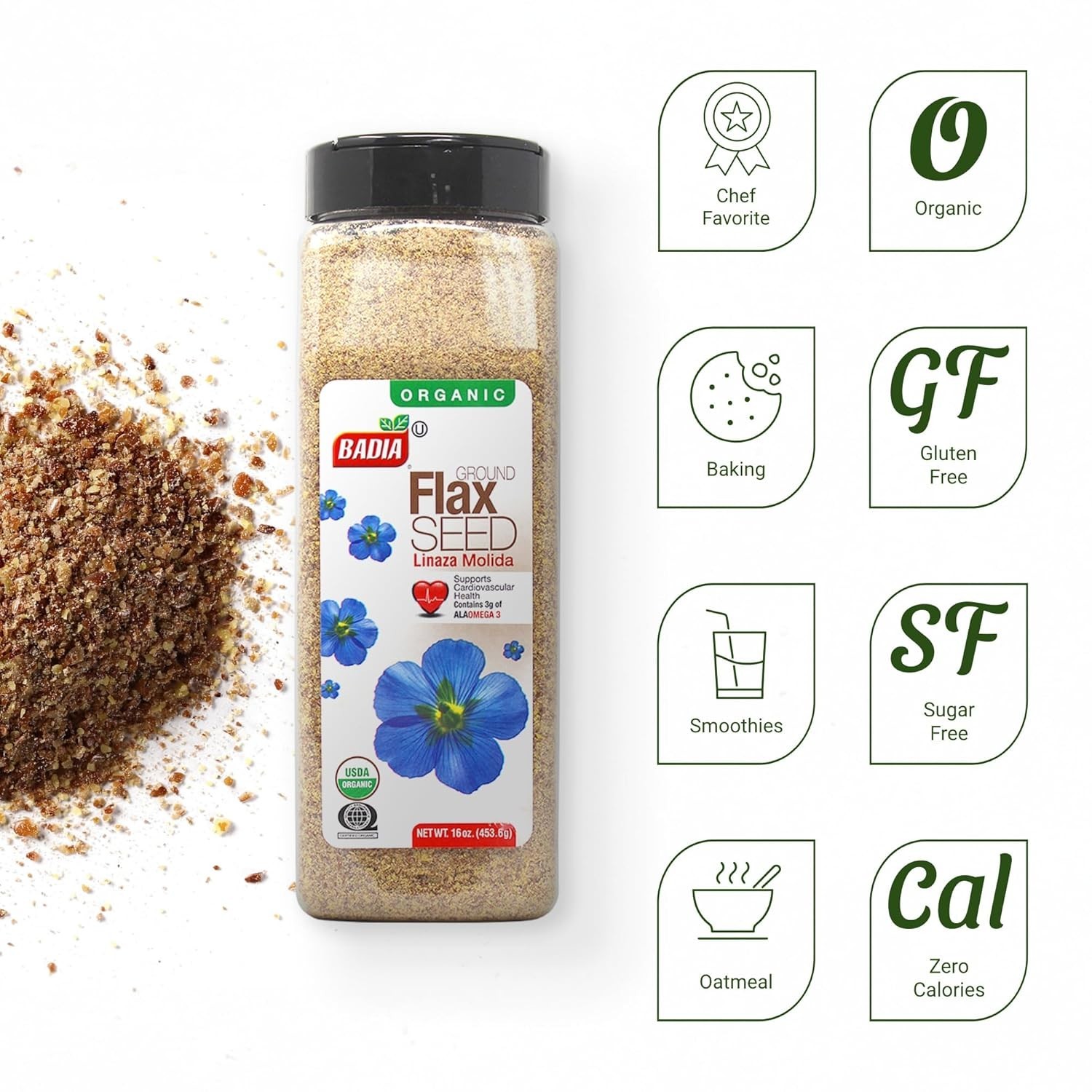 Organic Flax Seed, Ground, 16-Ounce
