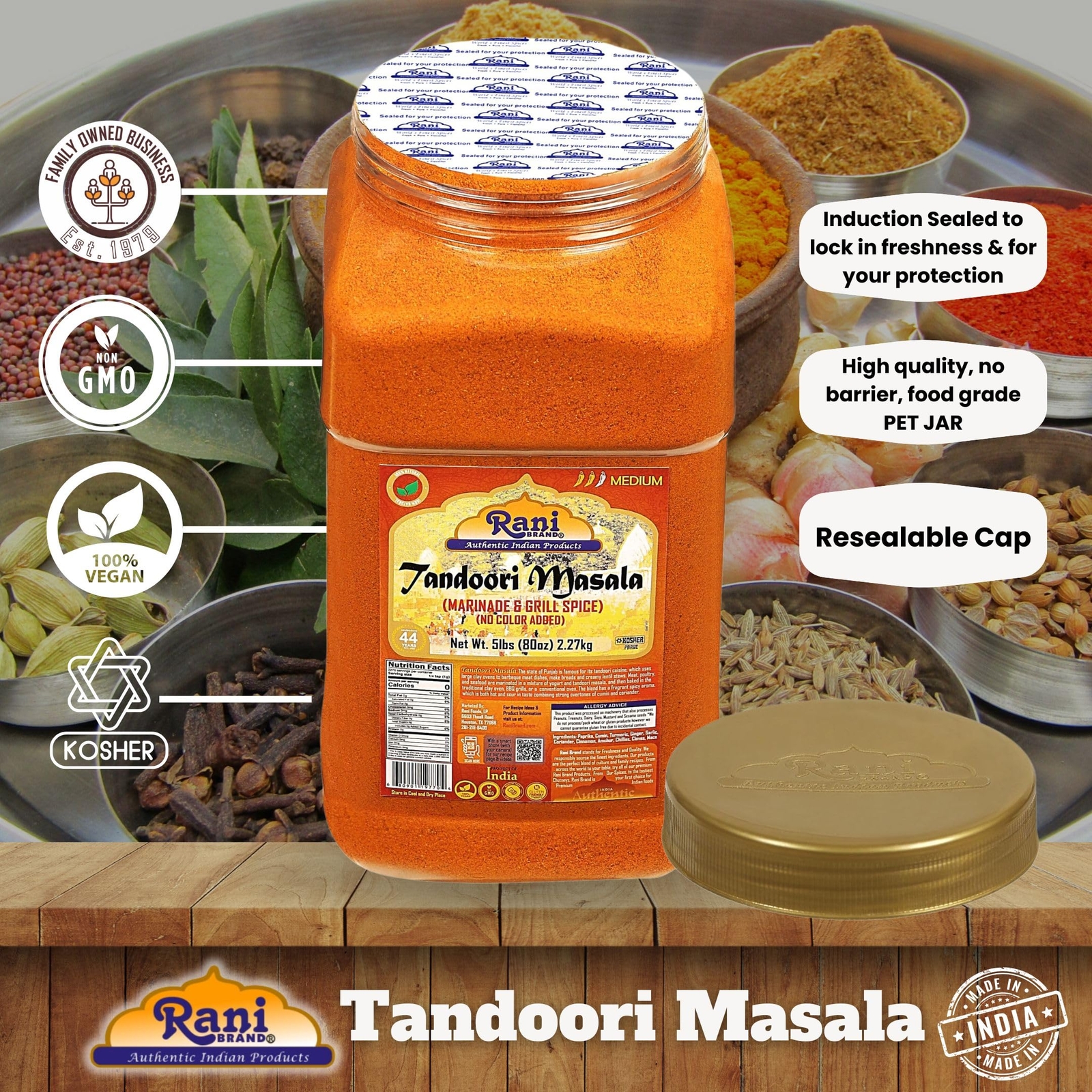 Rani Tandoori Masala Indian 11-Spice Blend 80oz (5lb)
