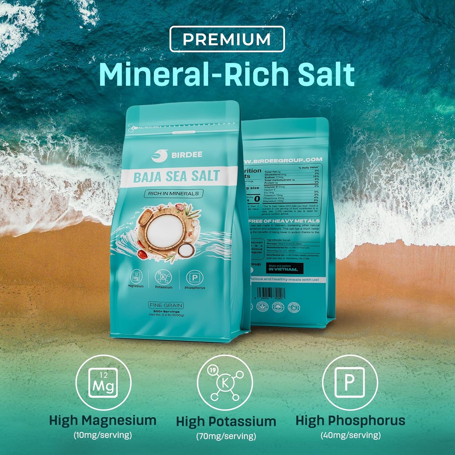 Birdee Baja Sea Salt 2.2 lb Fine Ground, 35.2 Ounce (Pack of 1)