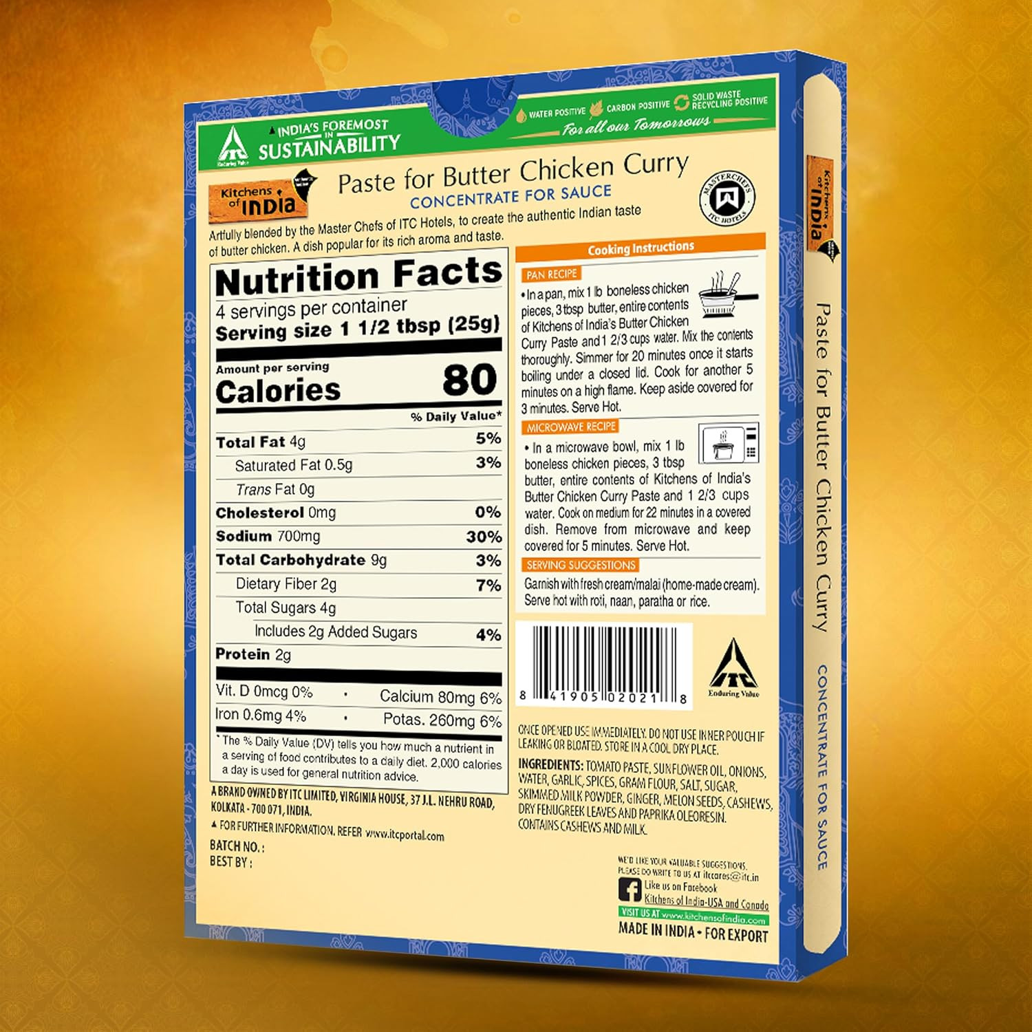 Paste for Butter Chicken Curry, 3.5-Ounce Boxes (Pack of 6)
