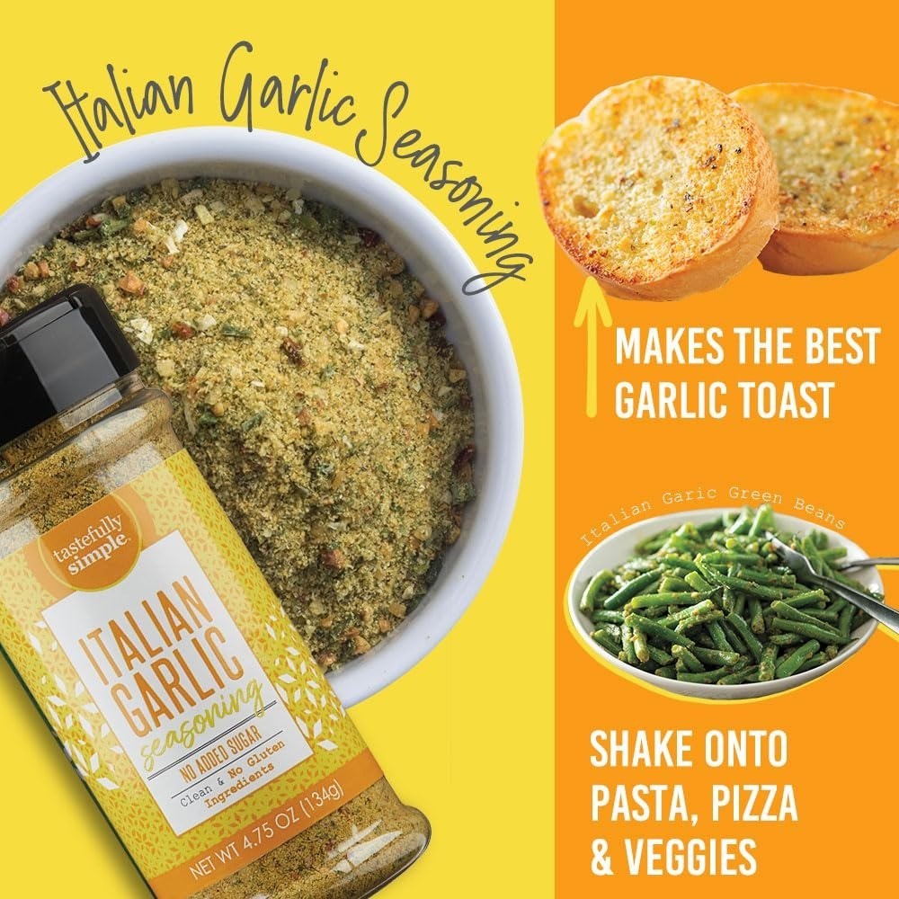Tastefully Simple Italian Garlic Seasoning 4.75 oz – All Natural Blend