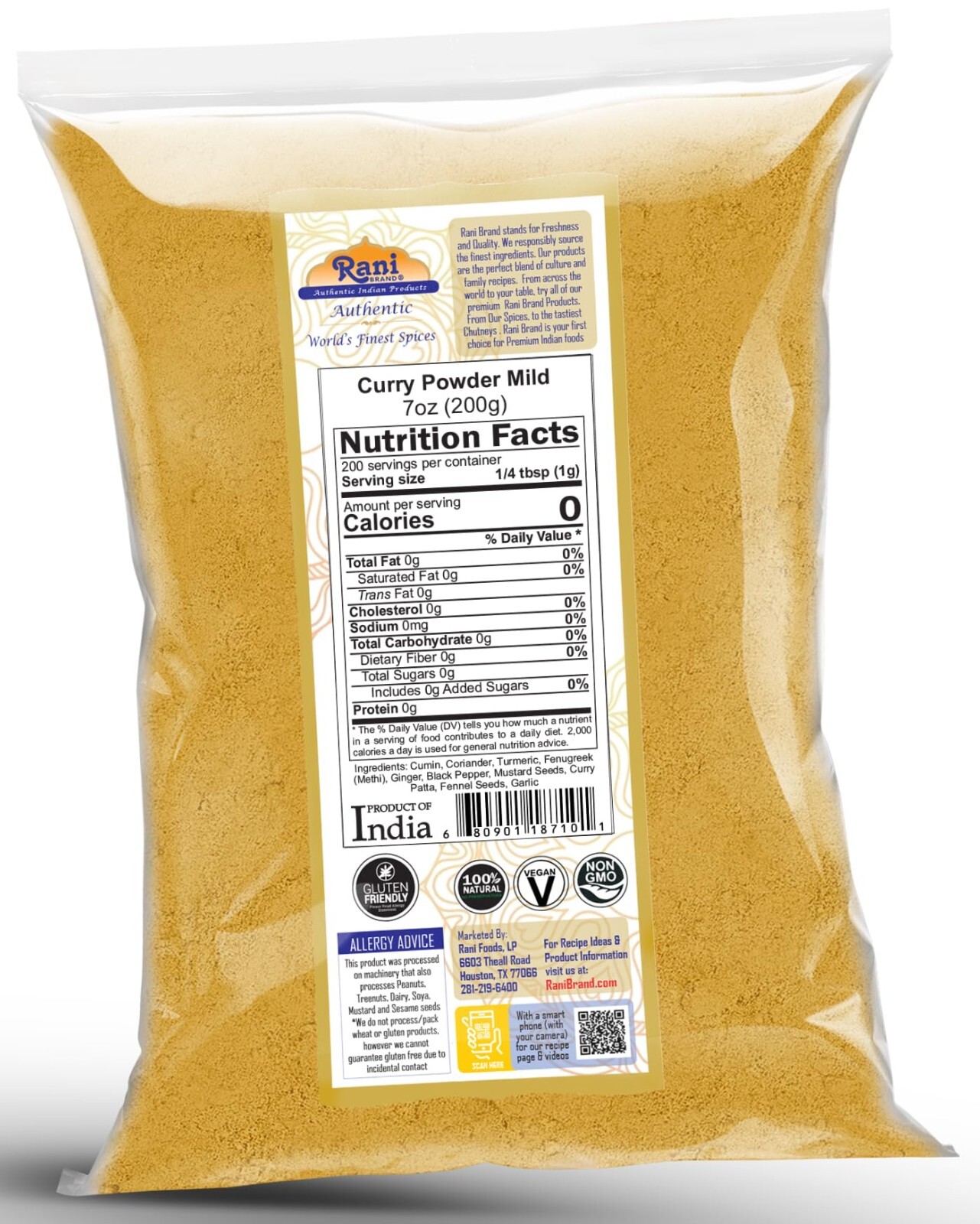 Rani Curry Powder Mild (10-Spice Authentic Indian Blend) 7oz (200g)