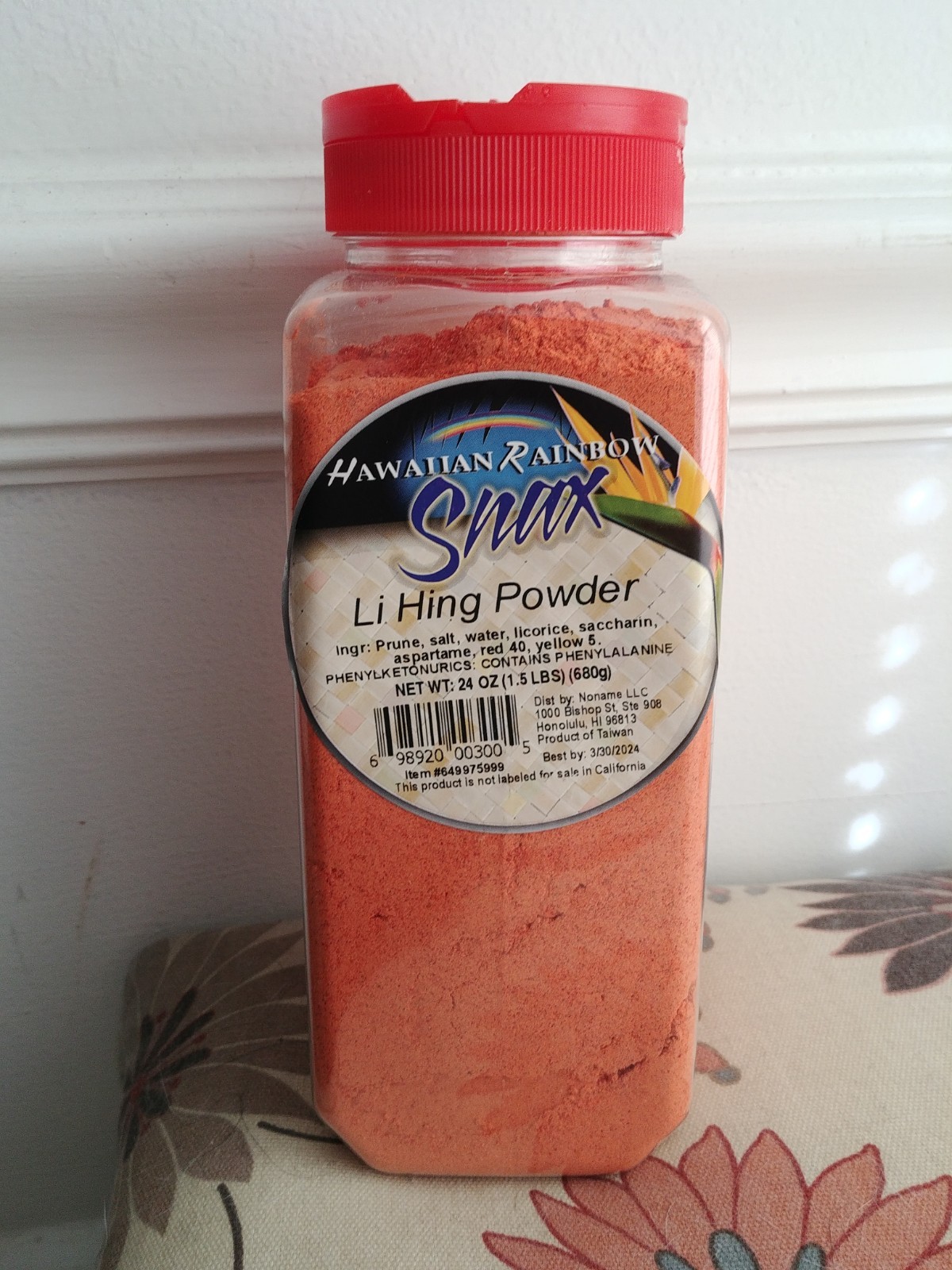 HAWAIIAN RAINBOW BRAND LI HING MUI PLUM SEASONING SPICE POWDER 1.5 LB. XL 24 oz.