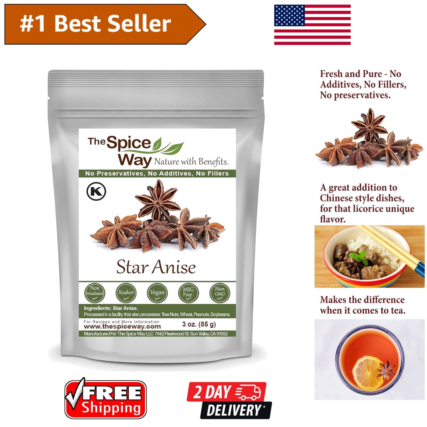 Whole Star Anise 3 oz – Freshly Packed, Farm to Table Spice for Tea & Cooking