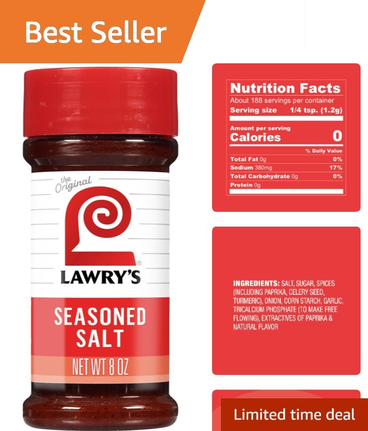 Convenient 8oz Lawry’s Seasoned Salt – All-Purpose, No MSG, Kosher Approved