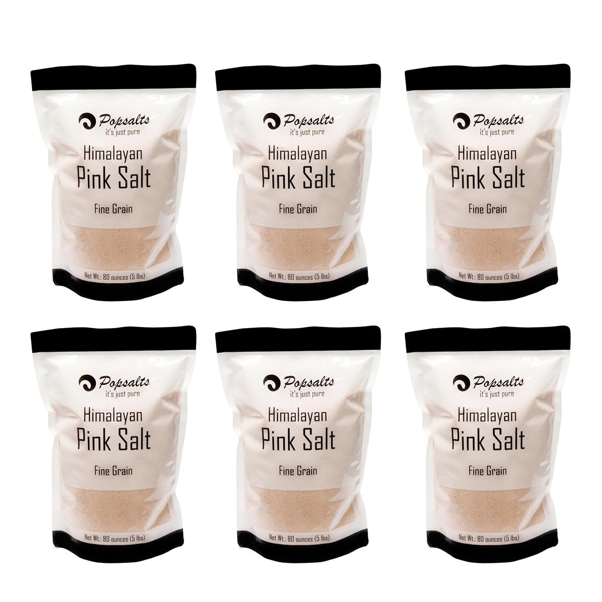 Himilayan Pink Salt -Fine 5.0 Pounds Kosher and Natural Certified Case Pack 6