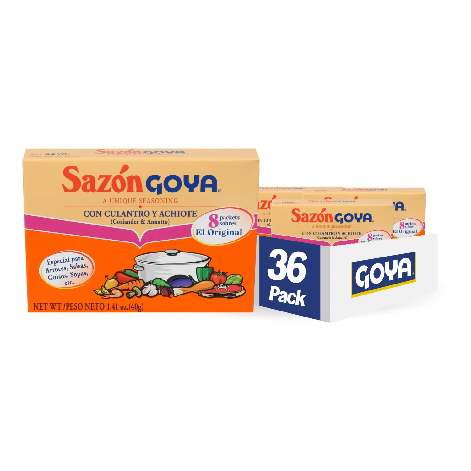 Foods Sazón Seasoning with Coriander & Annatto, 1.41 Ounce (Pack of 36)