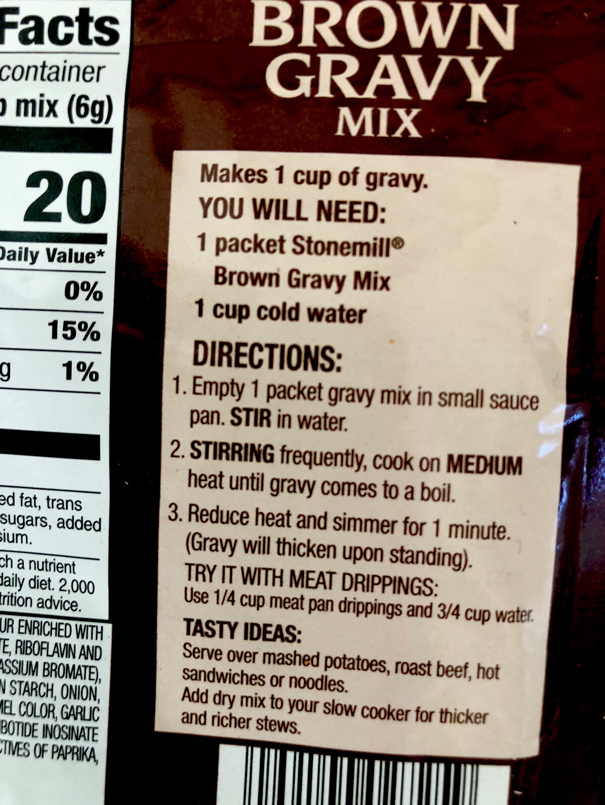 (3 PACKS) original super delicious STONEMILL Brown Gravy Mix 0.87oz BB 10/2O25