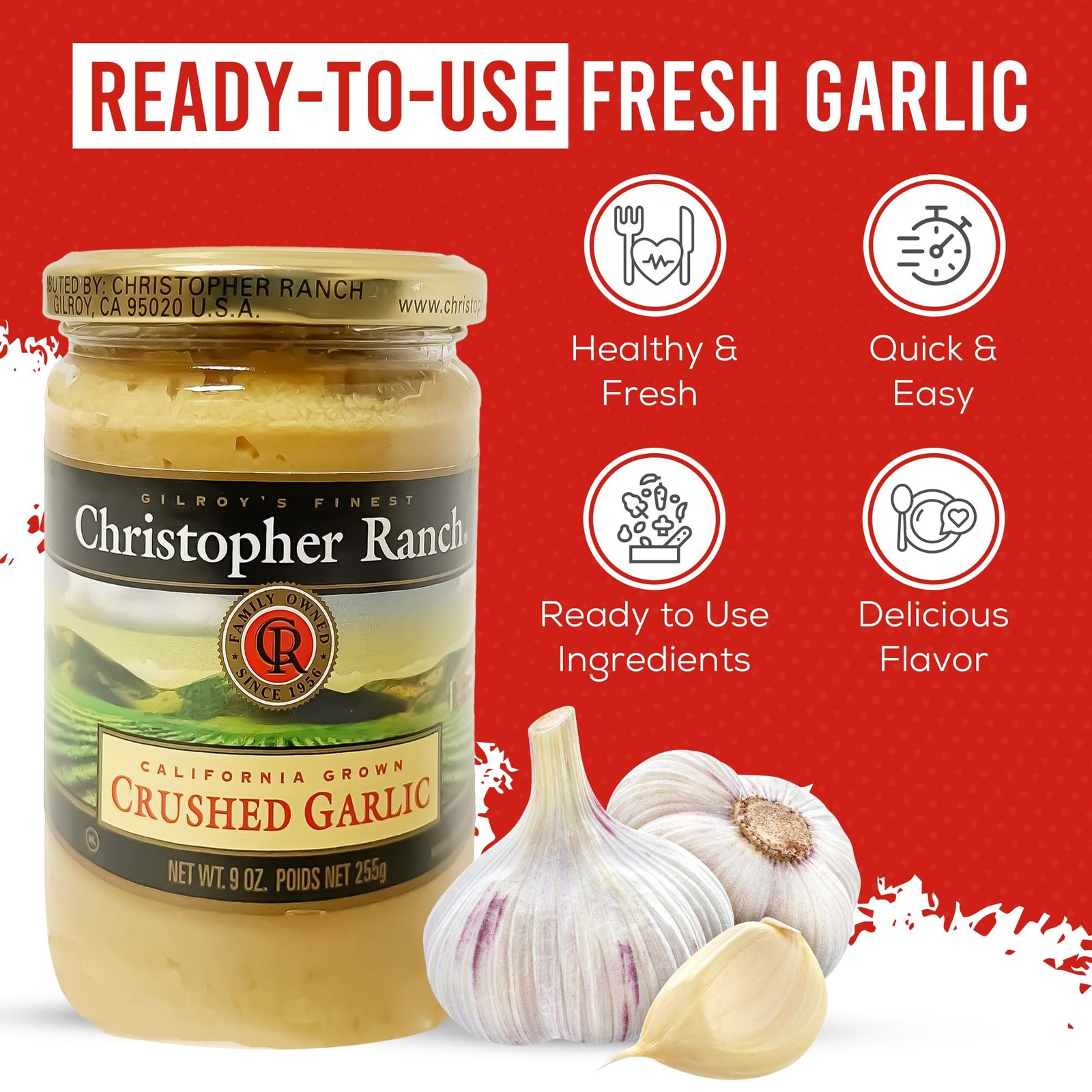 Christopher Ranch Crushed Garlic in Olive Oil | Heirloom 9 Ounce (Pack of 1)
